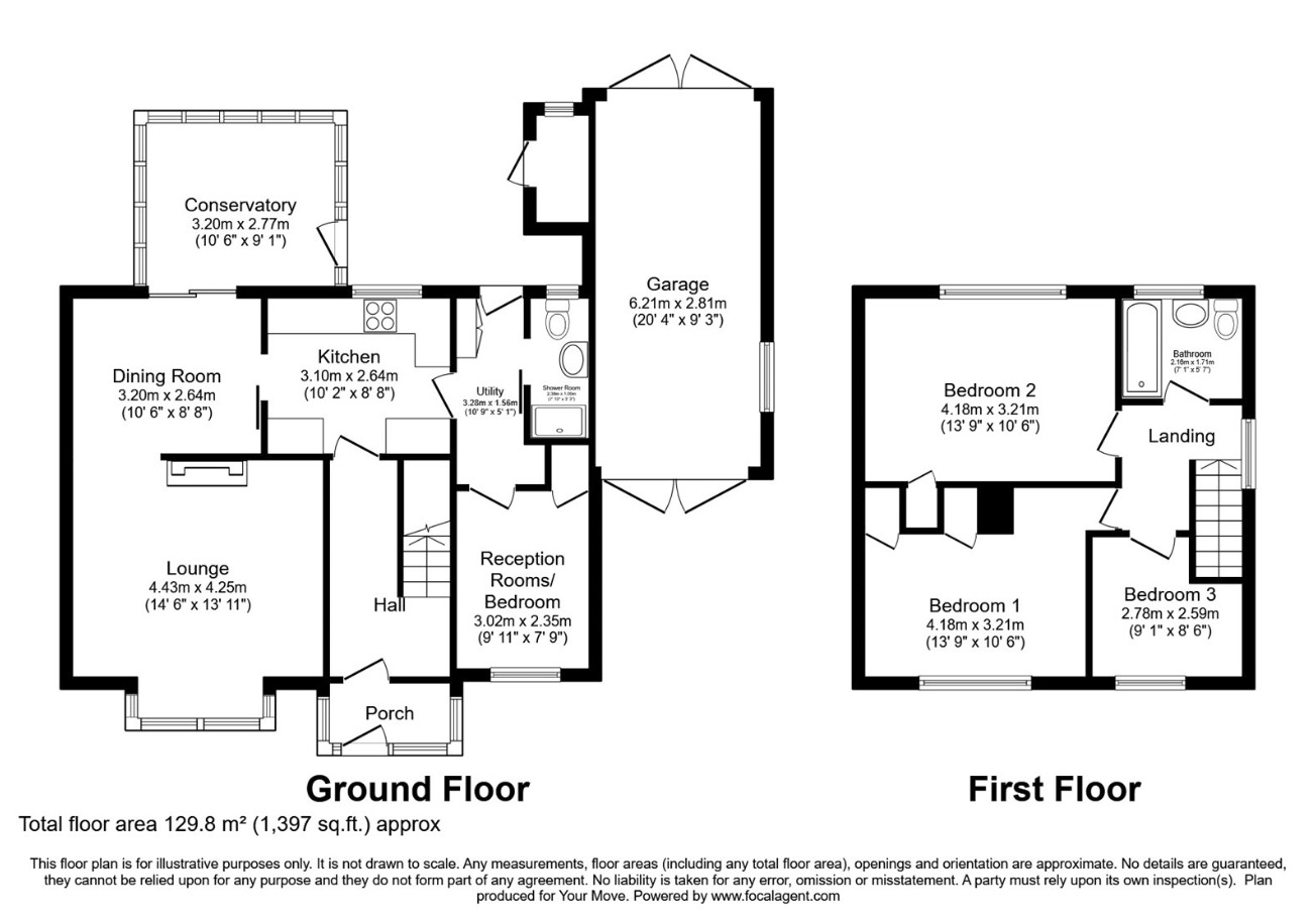 Floorplan of 3 bedroom Semi Detached House for sale, Sharpley Drive, East Leake, Nottinghamshire, LE12