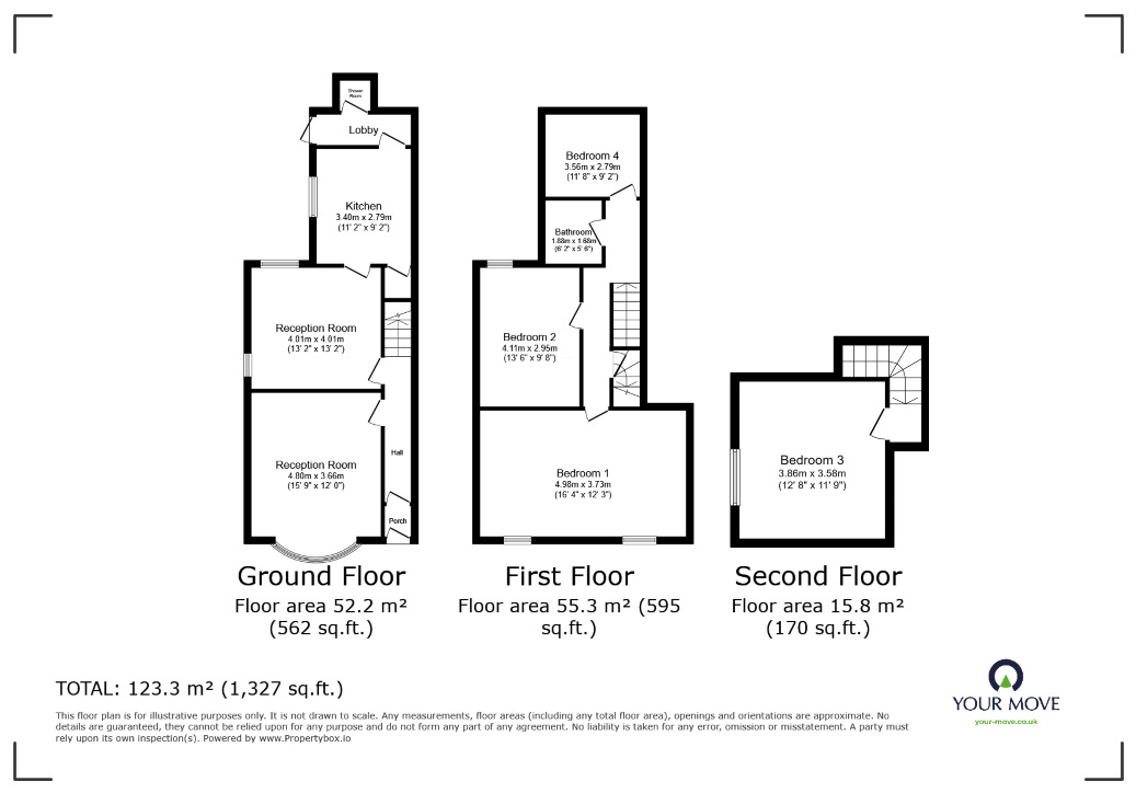 Floorplan of 4 bedroom Semi Detached House for sale, Tamworth Road, Long Eaton, Derbyshire, NG10
