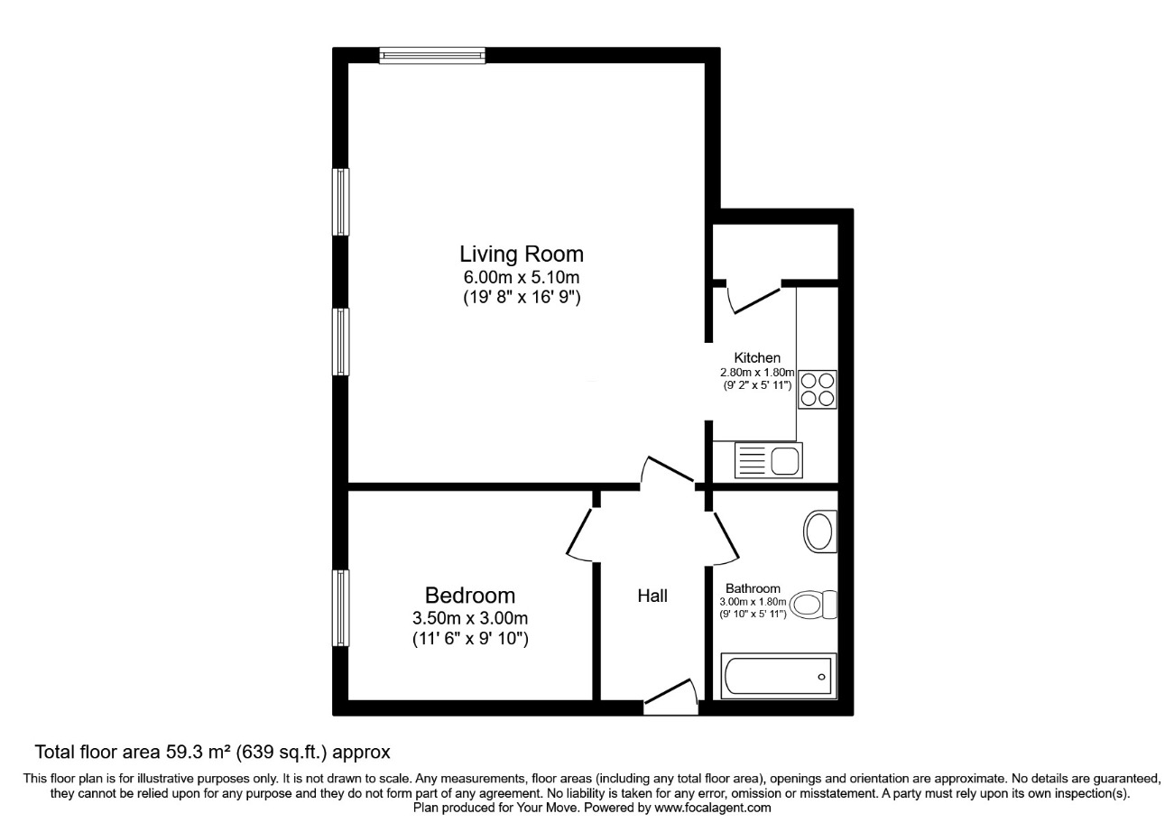 Floorplan of 1 bedroom  Flat for sale, Roden Street, Nottingham, Nottinghamshire, NG3