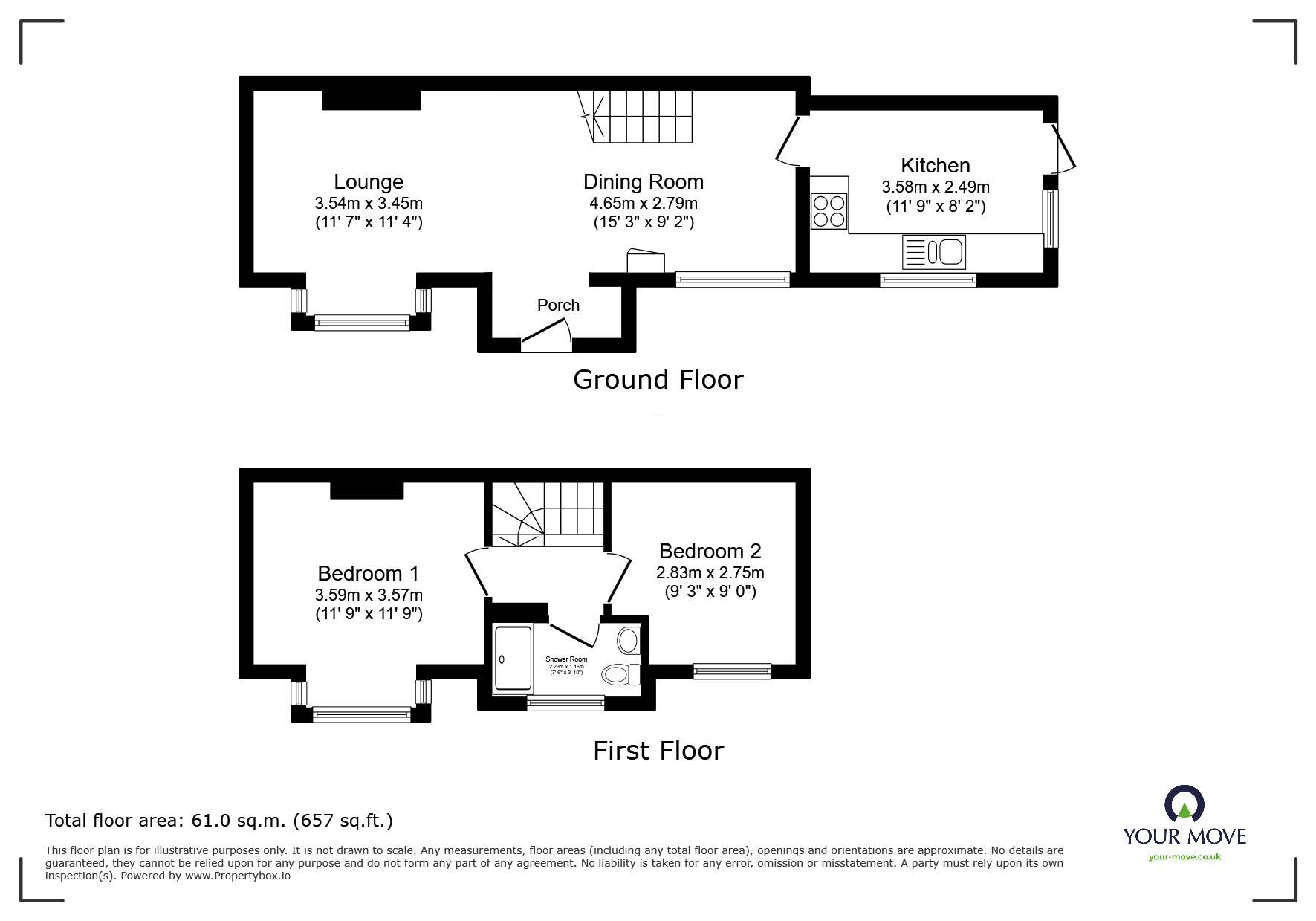 Floorplan of 2 bedroom End Terrace House for sale, Carington Street, Loughborough, LE11