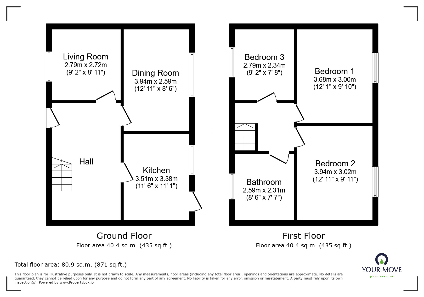 Floorplan of 3 bedroom Mid Terrace House for sale, Tennyson Road, Loughborough, Leicestershire, LE11