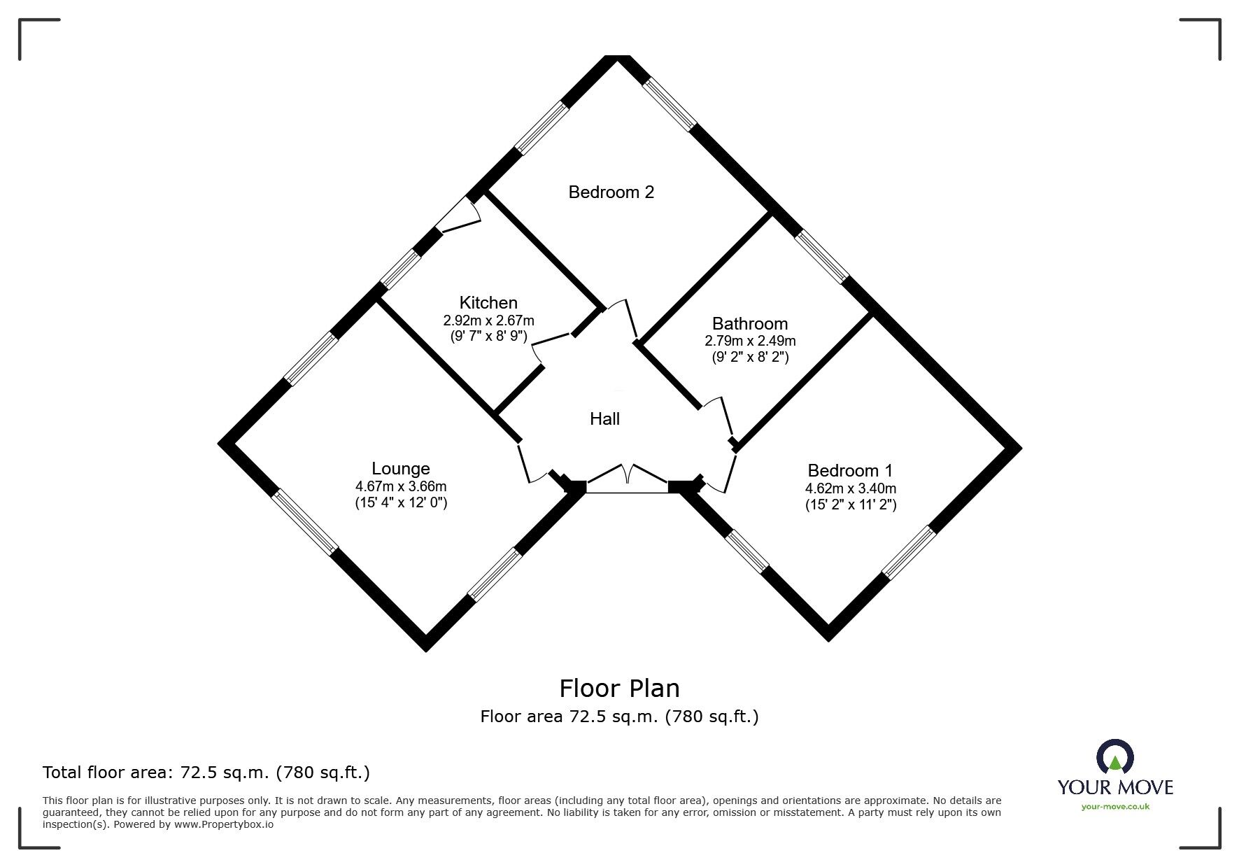 Floorplan of 2 bedroom Detached House for sale, Main Street, Zouch, Nottinghamshire, LE12