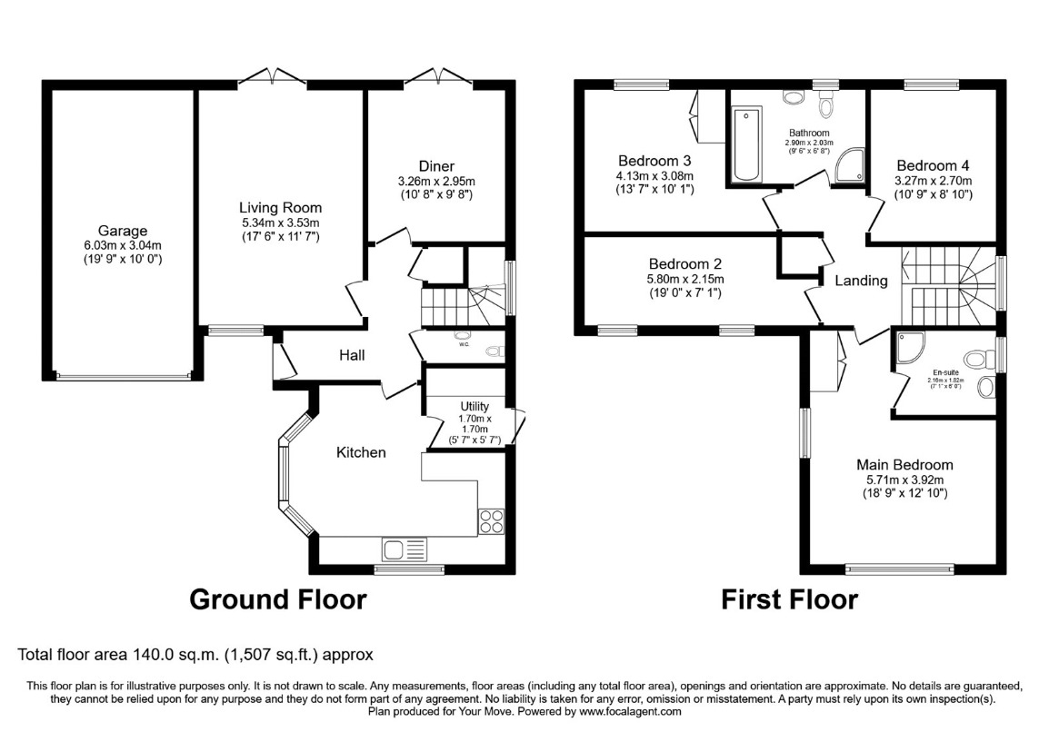 Floorplan of 4 bedroom Detached House for sale, Daisy Lane, Shepshed, Leicestershire, LE12