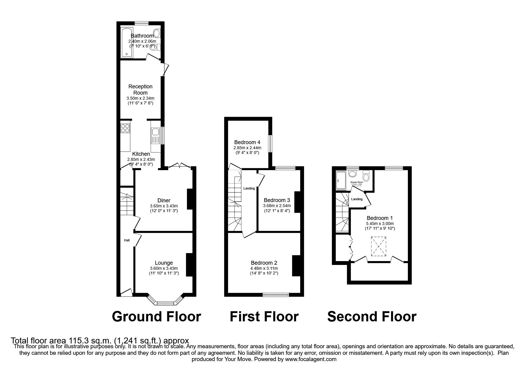 Floorplan of 4 bedroom Mid Terrace House for sale, Gladstone Avenue, Loughborough, Leicestershire, LE11