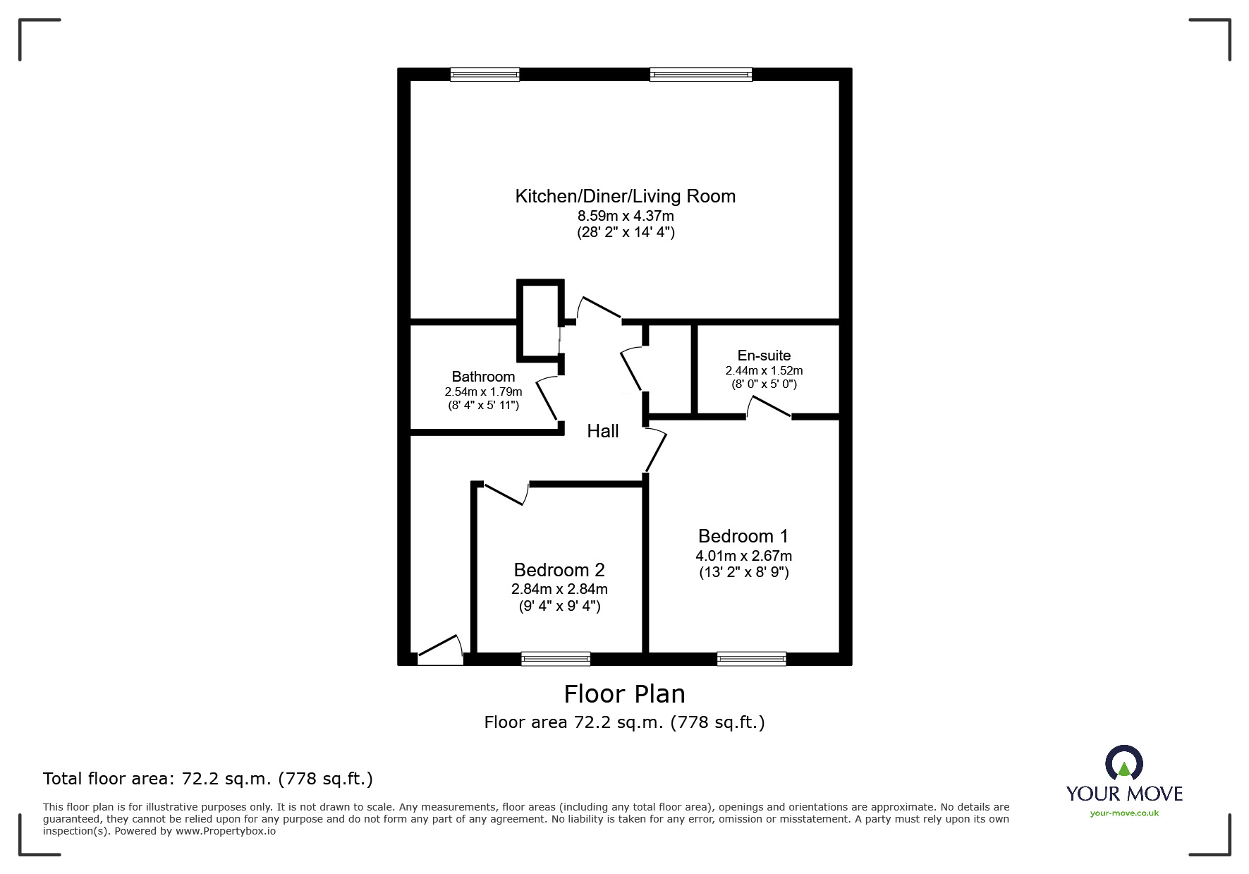 Floorplan of 2 bedroom  Flat for sale, Manor Gardens Close, Loughborough, Leicestershire, LE11