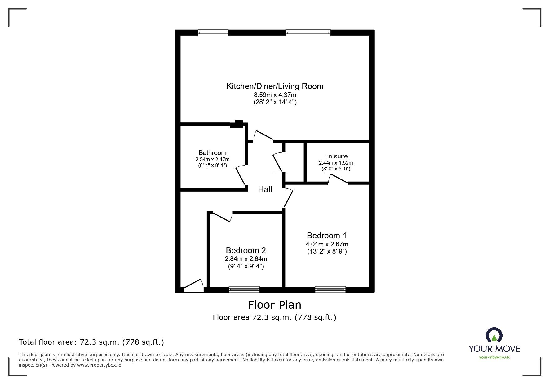 Floorplan of 2 bedroom  Flat for sale, Manor Gardens       Close, Loughborough, Leicestershire, LE11