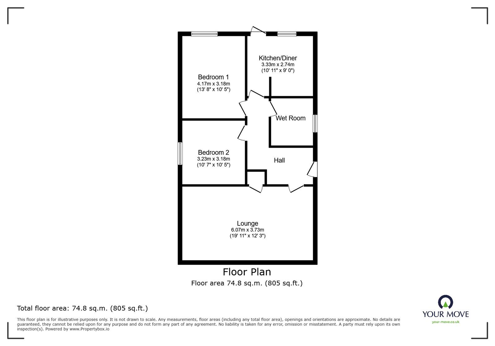 Floorplan of 2 bedroom Detached Bungalow for sale, Park Road, Loughborough, Leicestershire, LE11