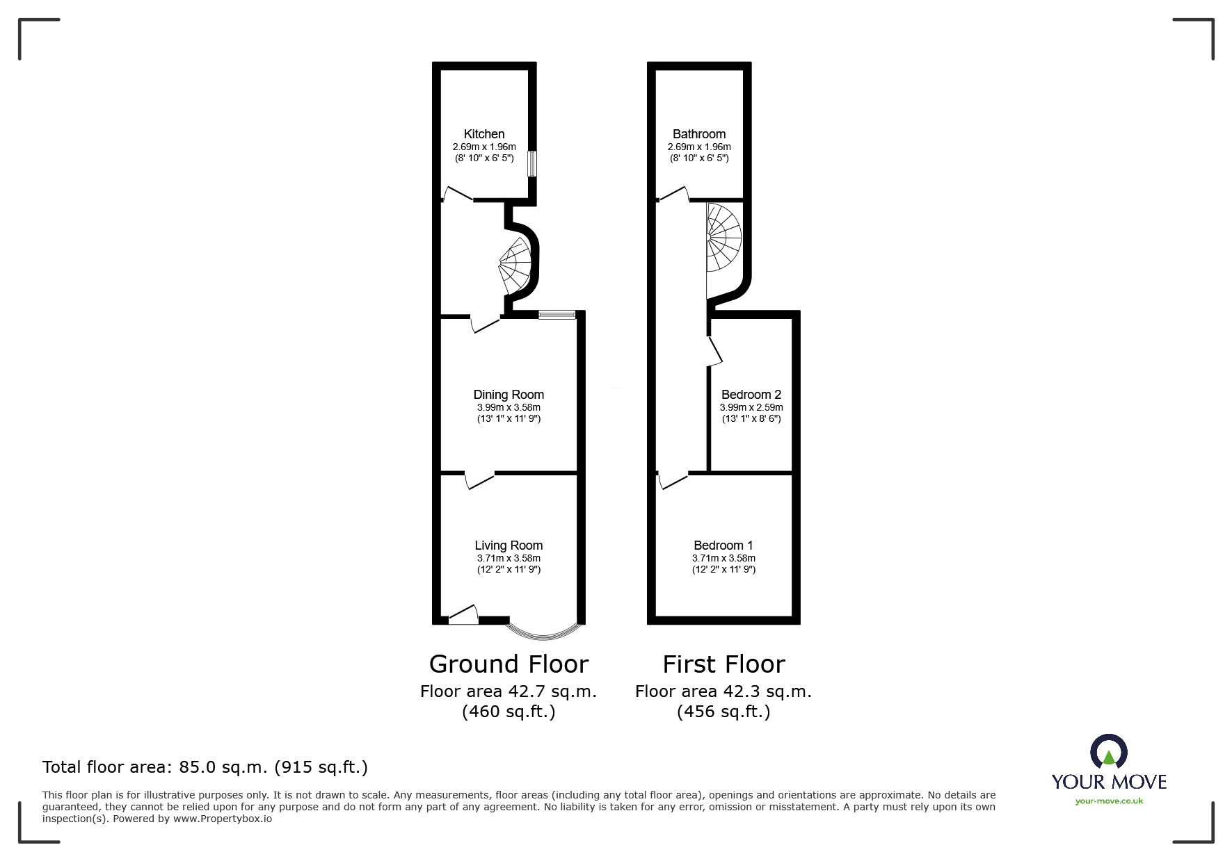 Floorplan of 2 bedroom Mid Terrace House for sale, Lower Cambridge Street, Loughborough, Leicestershire, LE11