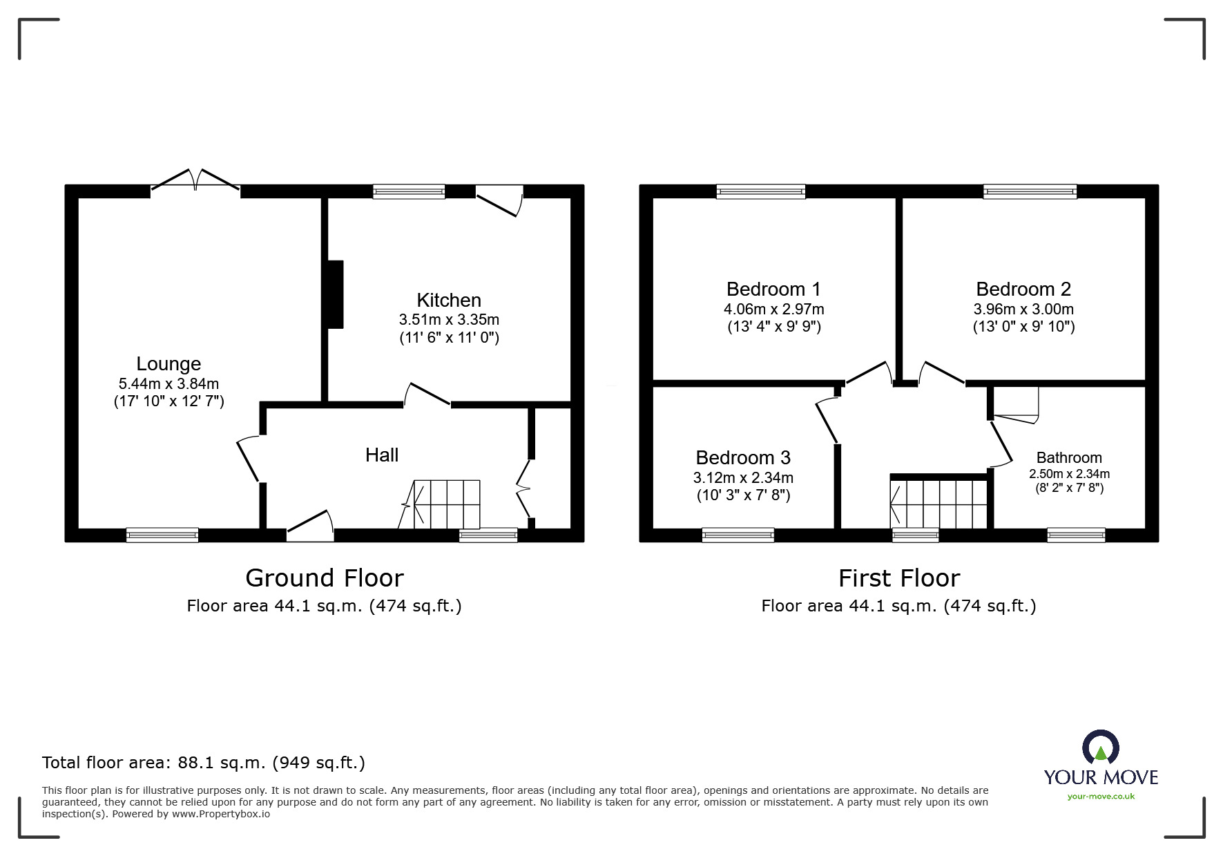 Floorplan of 3 bedroom Mid Terrace House to rent, Poplar Road, Loughborough, Leicestershire, LE11