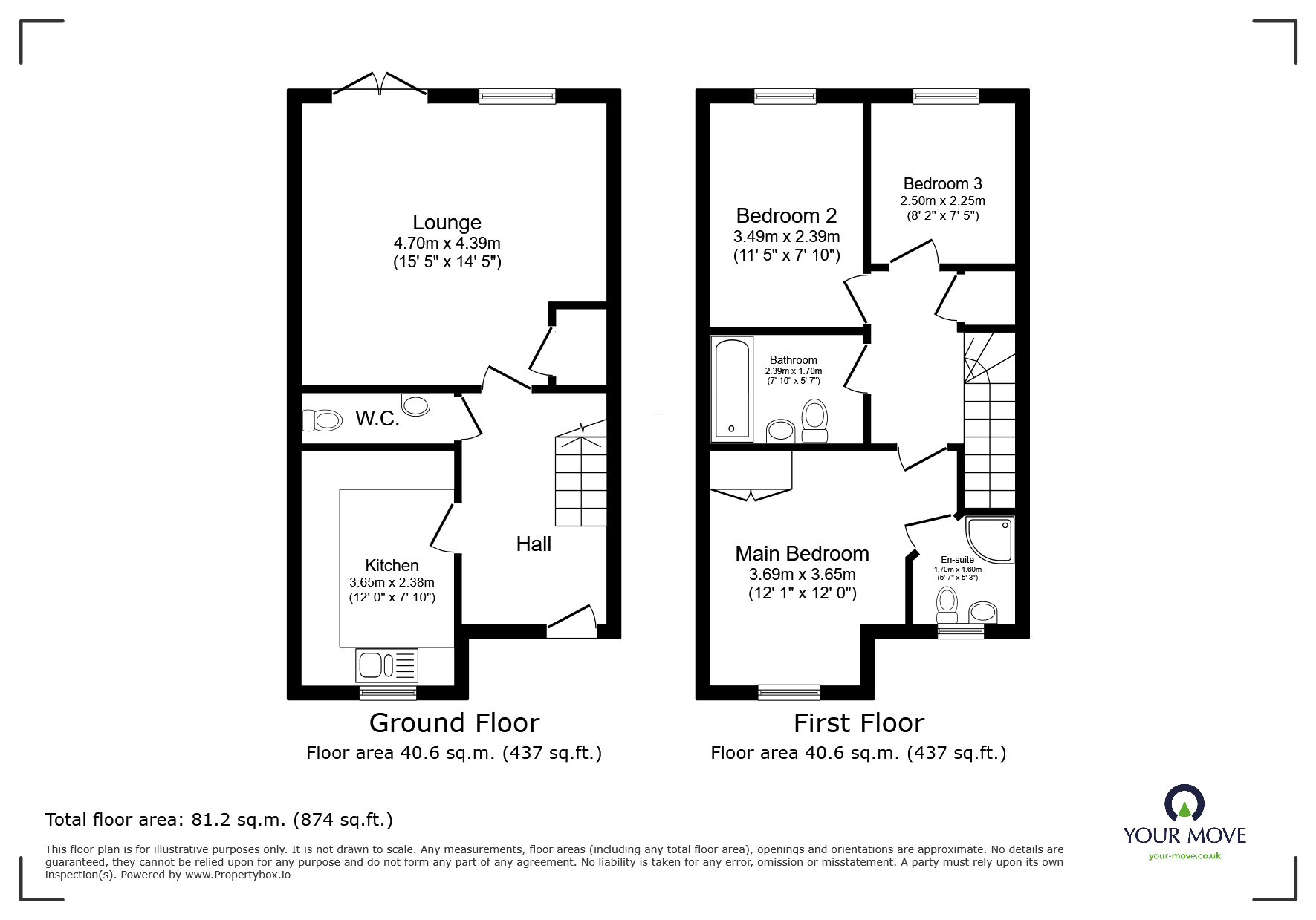 Floorplan of 3 bedroom Semi Detached House for sale, Highreeds End, Sileby, Leicestershire, LE12