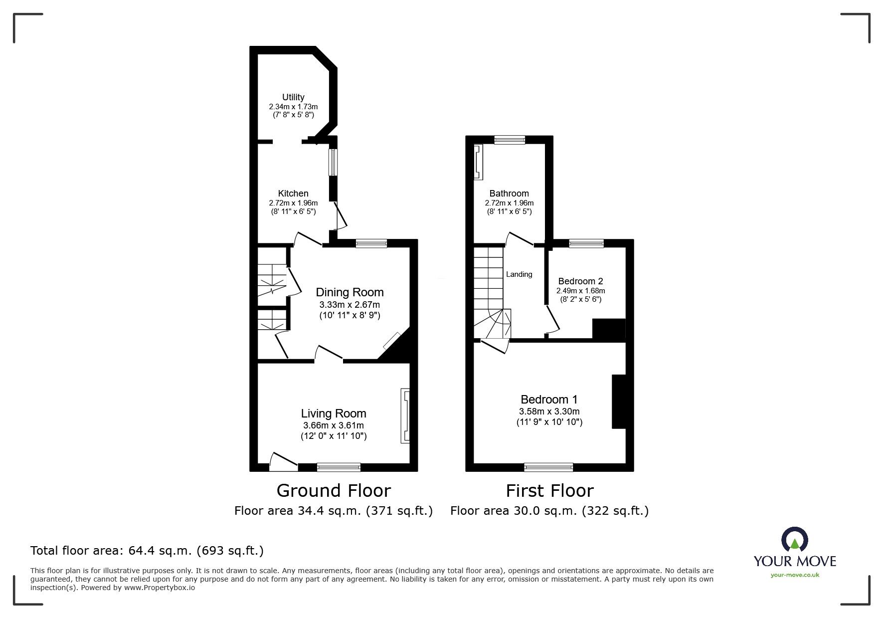 Floorplan of 2 bedroom Mid Terrace House for sale, Pinfold Gate, Loughborough, Leicestershire, LE11