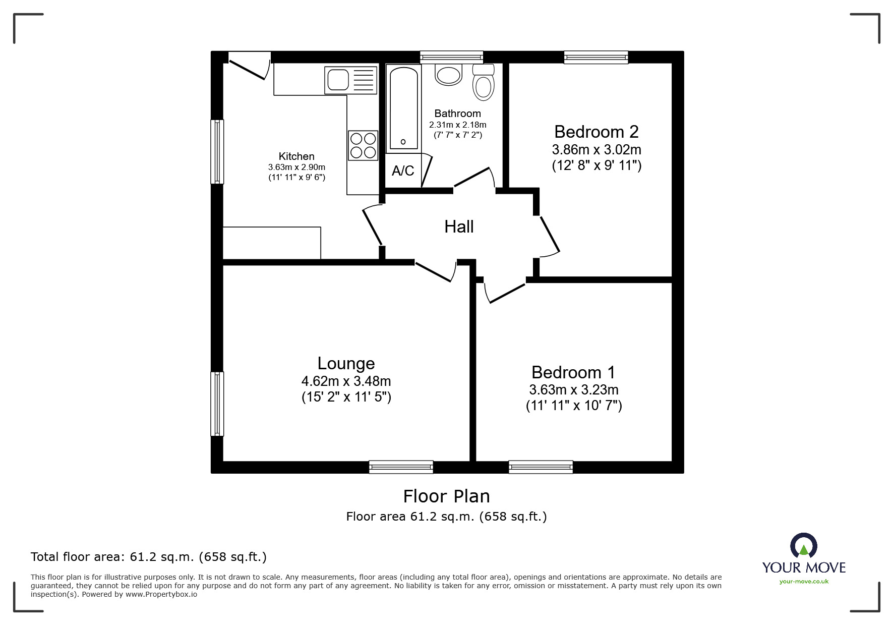 Floorplan of 2 bedroom Flat for sale, Main Street, Sutton Bonington, Nottinghamshire, LE12