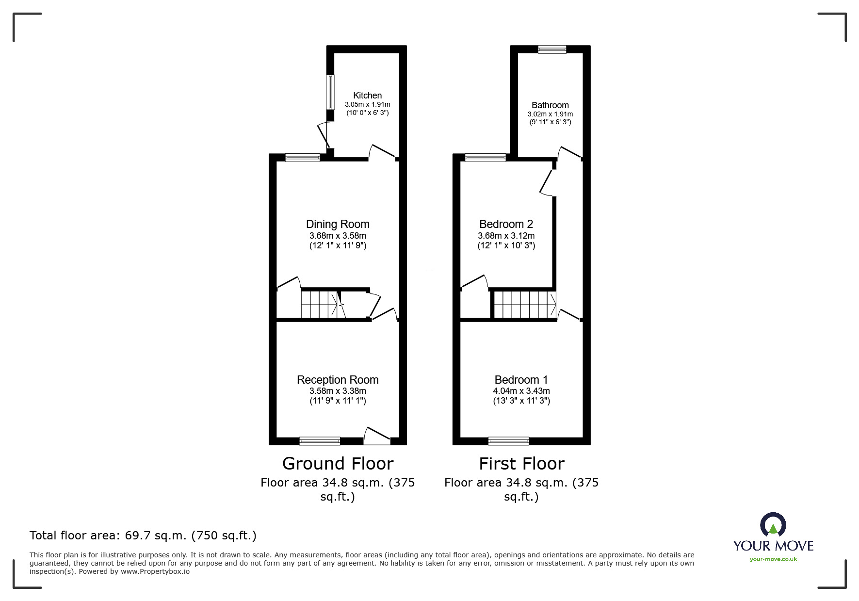 Floorplan of 2 bedroom End Terrace House for sale, Havelock Street, Loughborough, Leicestershire, LE11