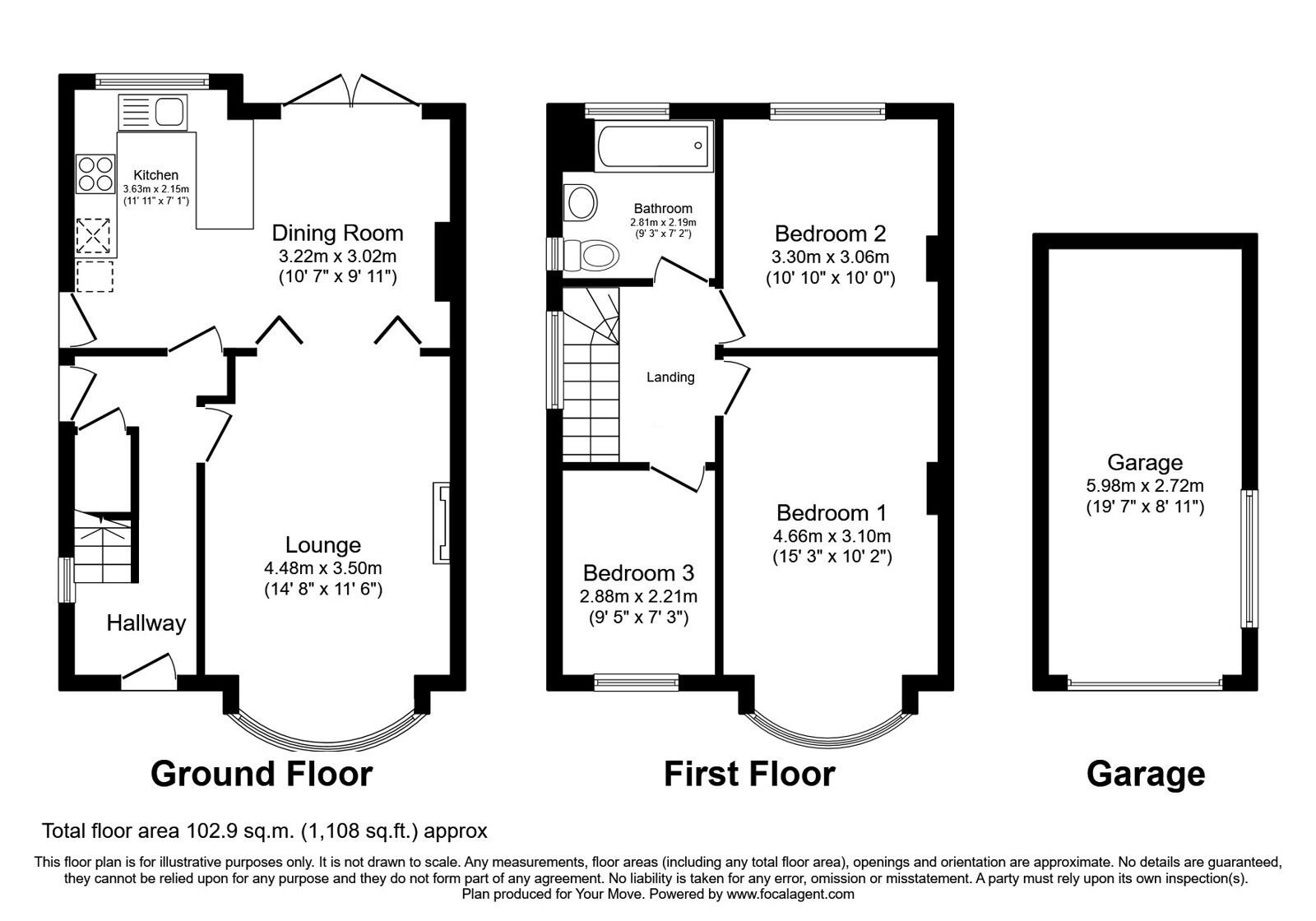 Floorplan of 3 bedroom Semi Detached House for sale, Silverton Road, Loughborough, Leicestershire, LE11