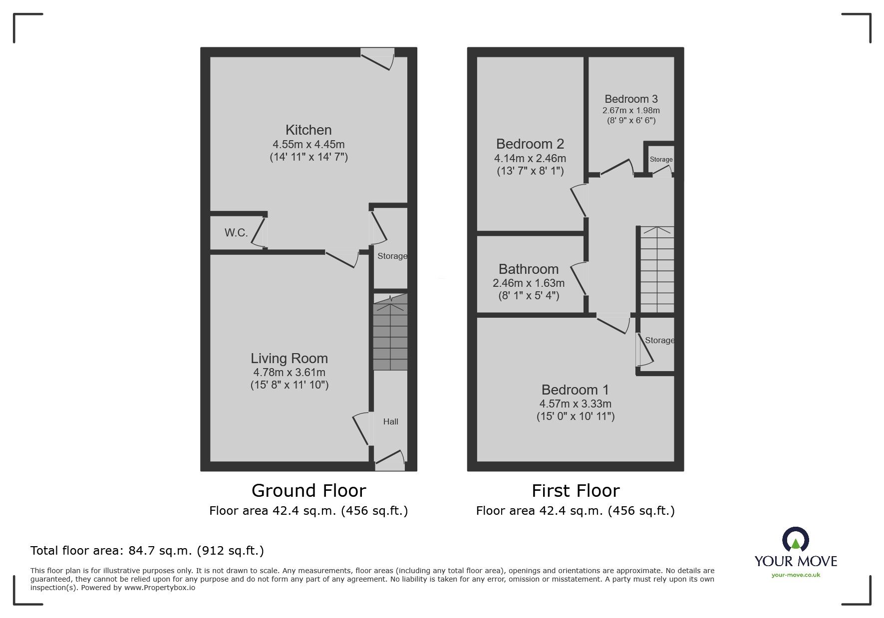 Floorplan of 3 bedroom Mid Terrace House for sale, Station Boulevard, Loughborough, Leicestershire, LE11