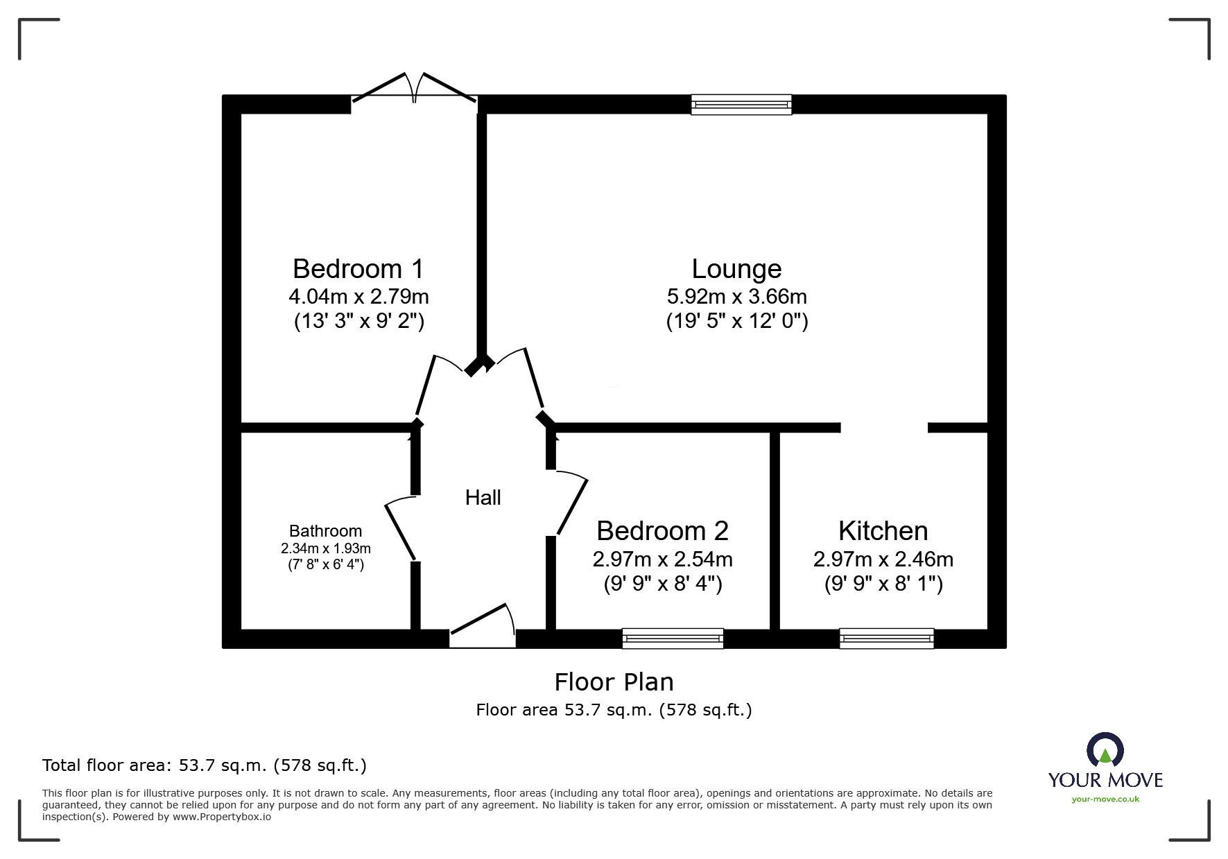 Floorplan of 2 bedroom  Flat for sale, Darwin Crescent, Loughborough, Leicestershire, LE11