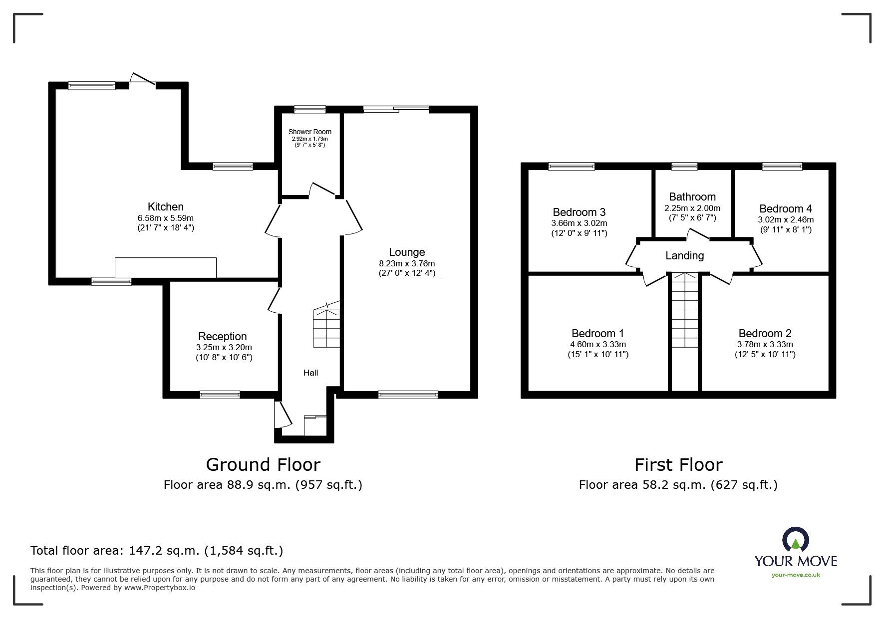Floorplan of 4 bedroom Detached House to rent, Tynedale Road, Loughborough, Leicestershire, LE11