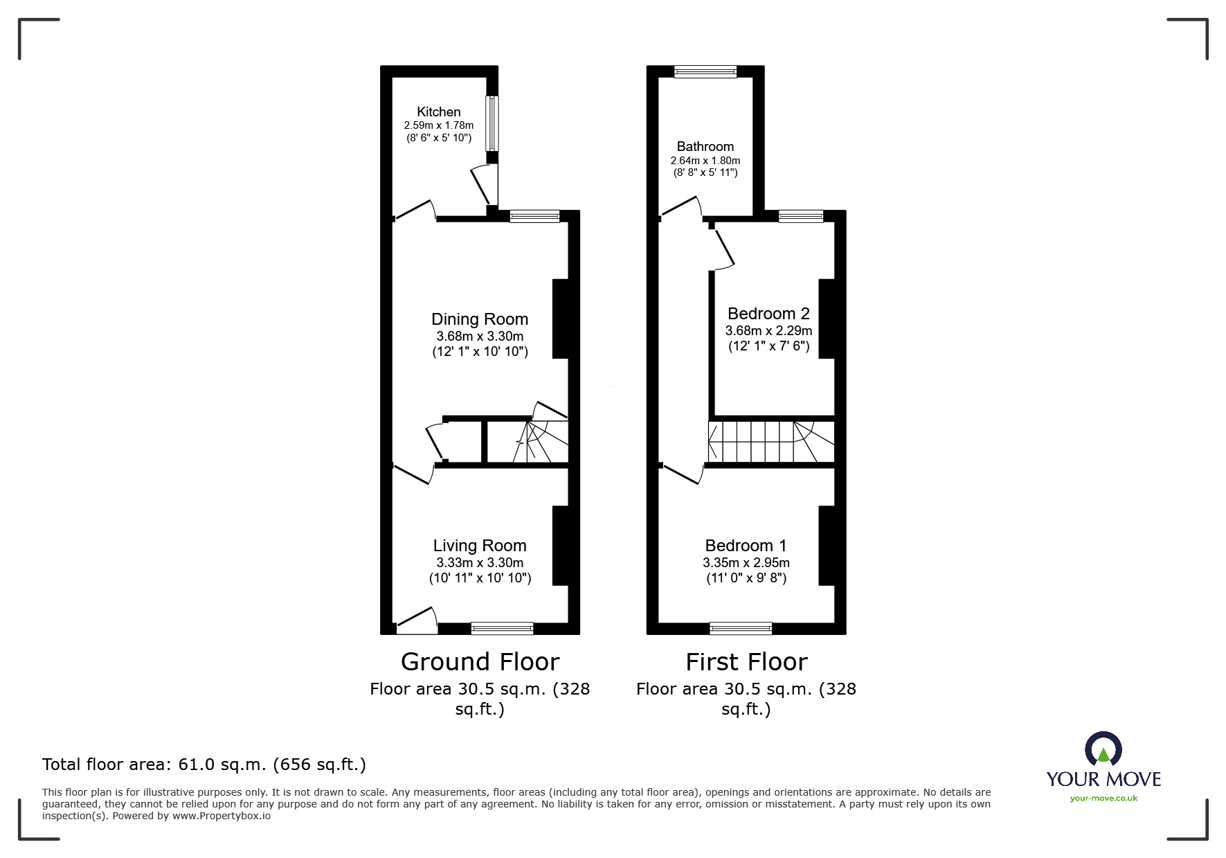 Floorplan of 2 bedroom Mid Terrace House for sale, Ring Fence, Shepshed, Leicestershire, LE12