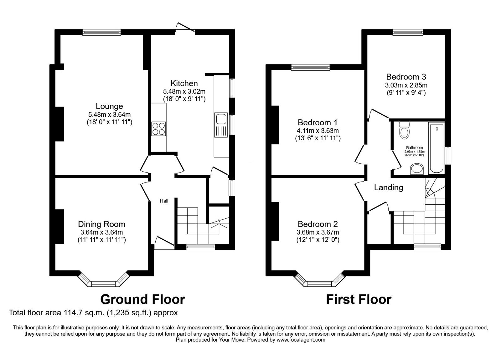 Floorplan of 3 bedroom Semi Detached House for sale, Lime Avenue, Loughborough, Leicestershire, LE11