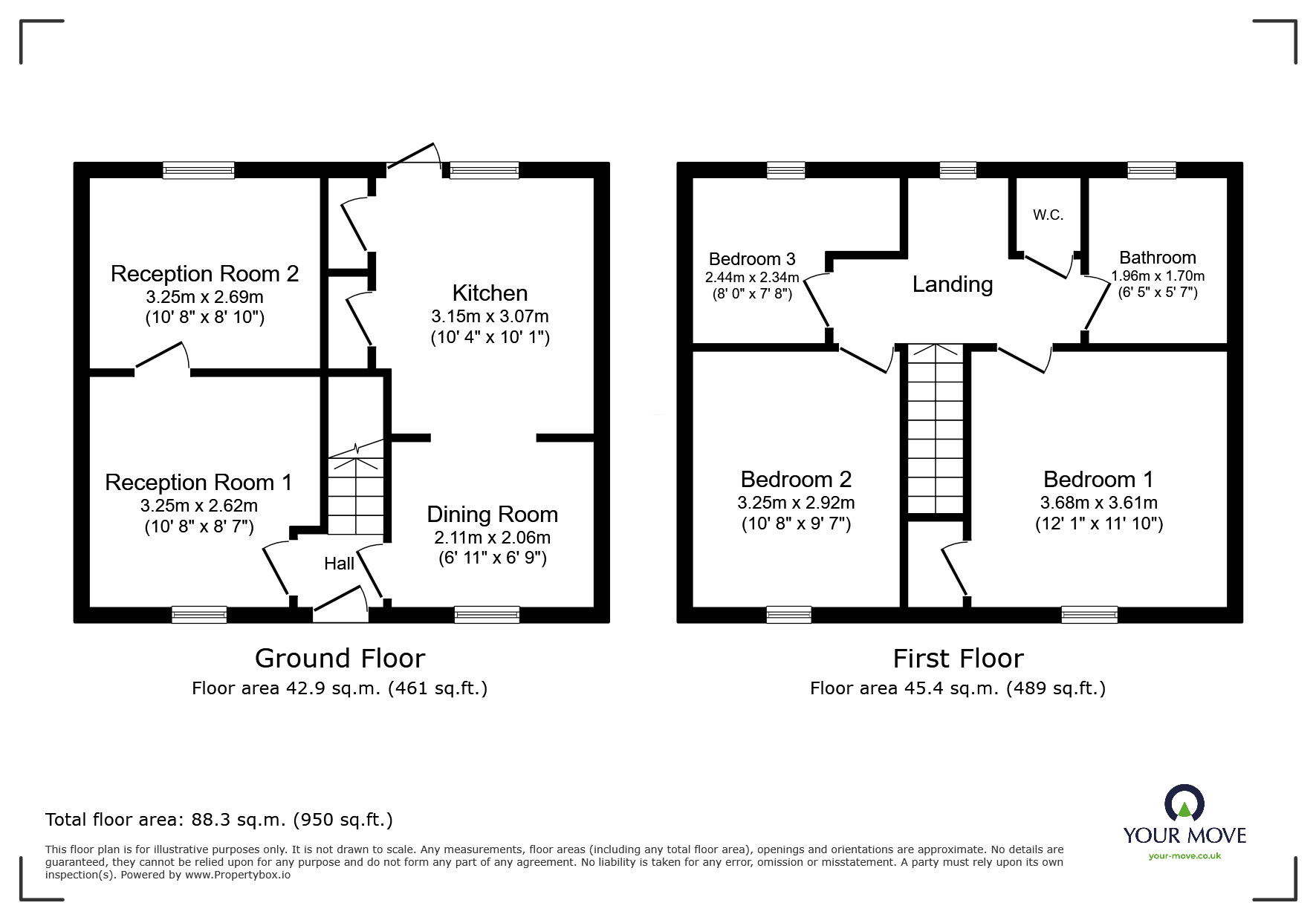 Floorplan of 3 bedroom Mid Terrace House for sale, Blackbrook Road, Loughborough, Leicestershire, LE11