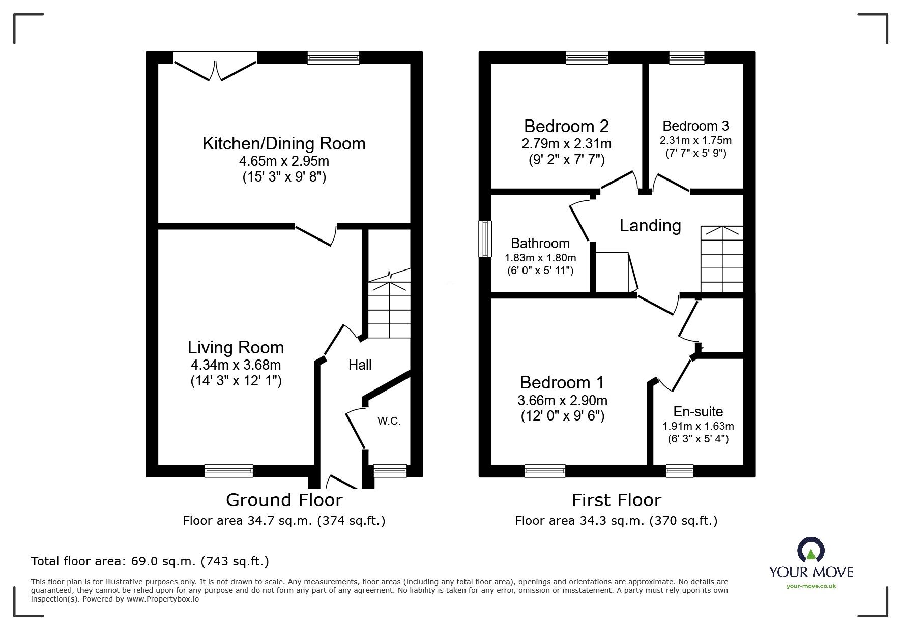 Floorplan of 3 bedroom Semi Detached House for sale, Peacock Gardens, East Leake, Nottinghamshire, LE12
