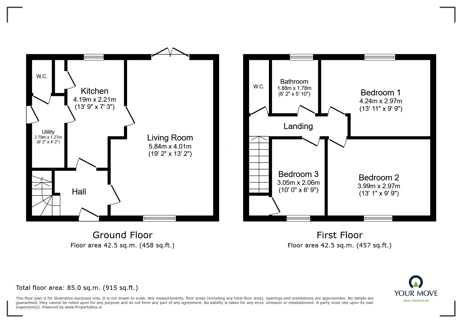 Floorplan of 3 bedroom Semi Detached House for sale, Bird Hill Road, Woodhouse Eaves, Leicestershire, LE12