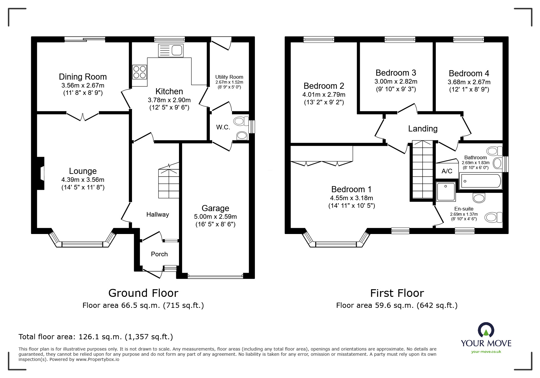 Floorplan of 4 bedroom Detached House for sale, Afton Close, Loughborough, Leicestershire, LE11