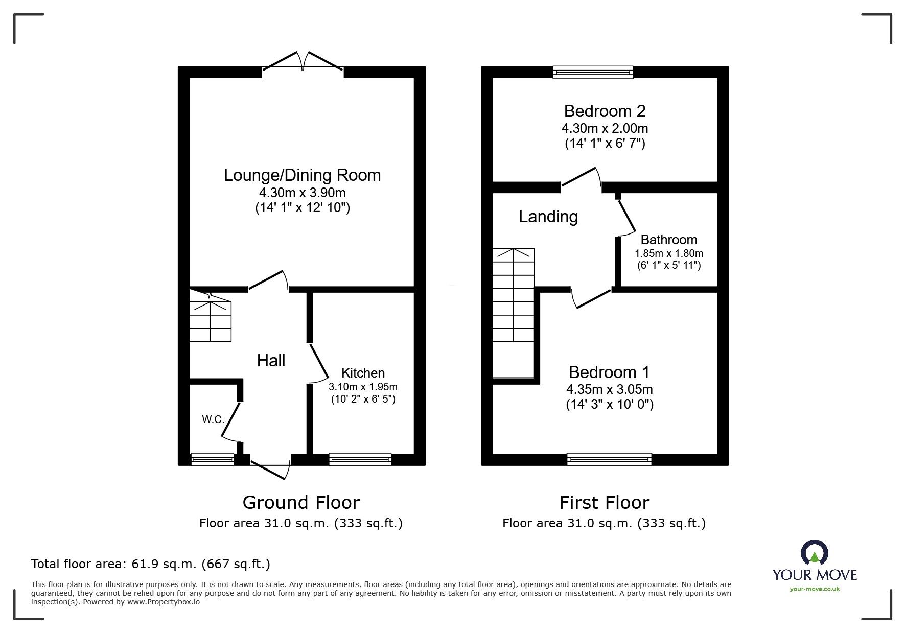 Floorplan of 2 bedroom End Terrace House to rent, Aitken Way, Loughborough, Leicestershire, LE11
