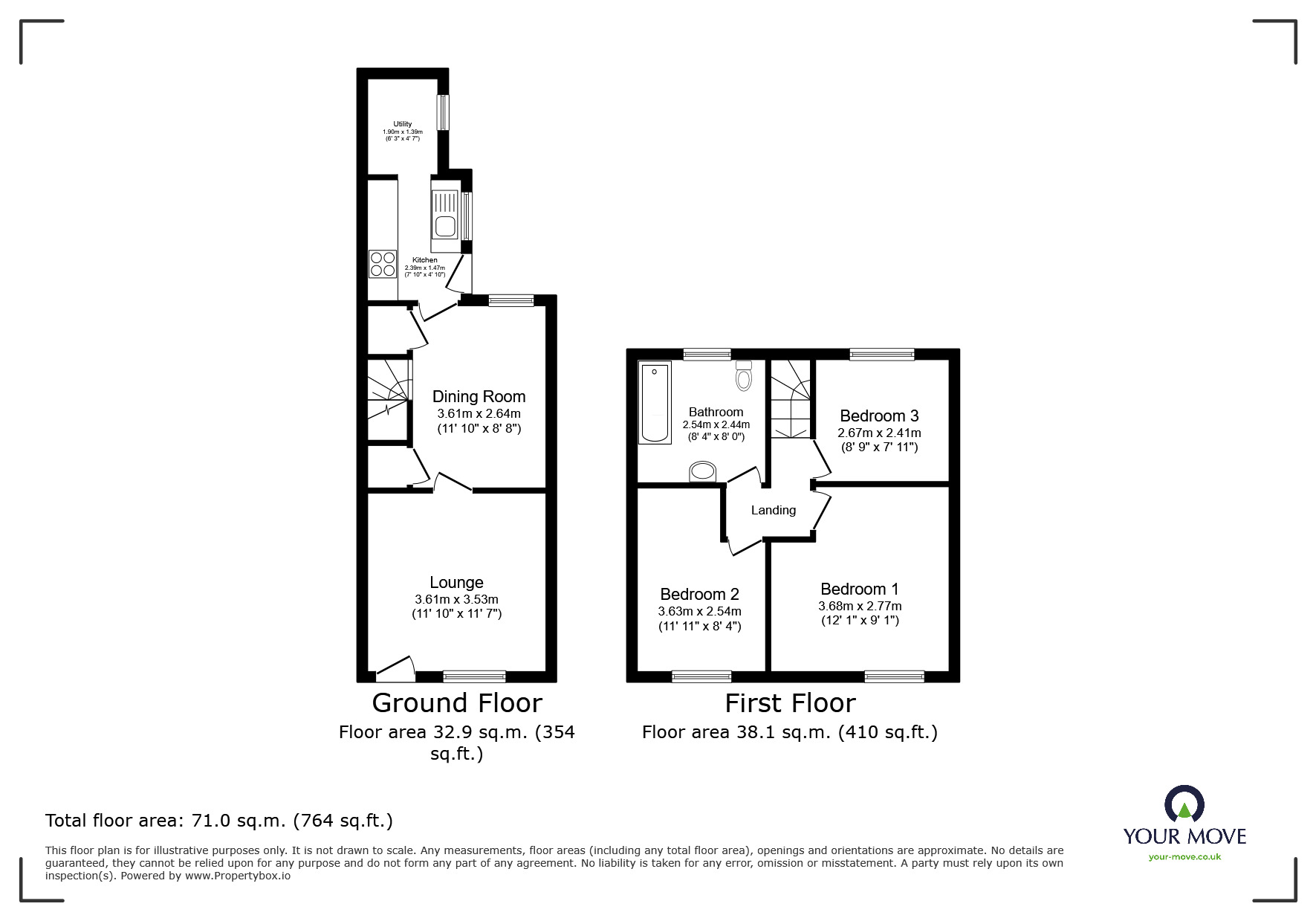 Floorplan of 3 bedroom Mid Terrace House for sale, Pinfold Gate, Loughborough, Leicestershire, LE11
