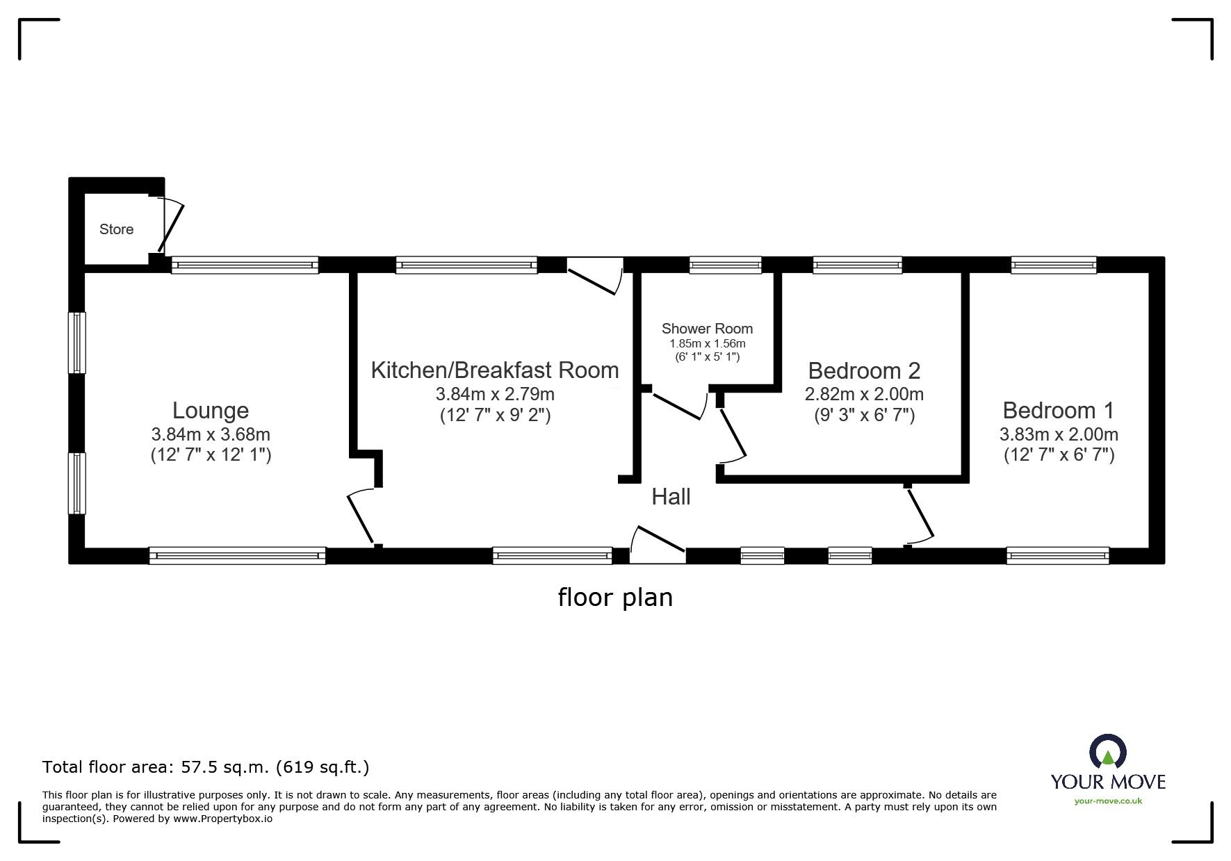 Floorplan of 2 bedroom Detached House for sale, Dorothy Avenue, Sandiacre, Derbyshire, NG10
