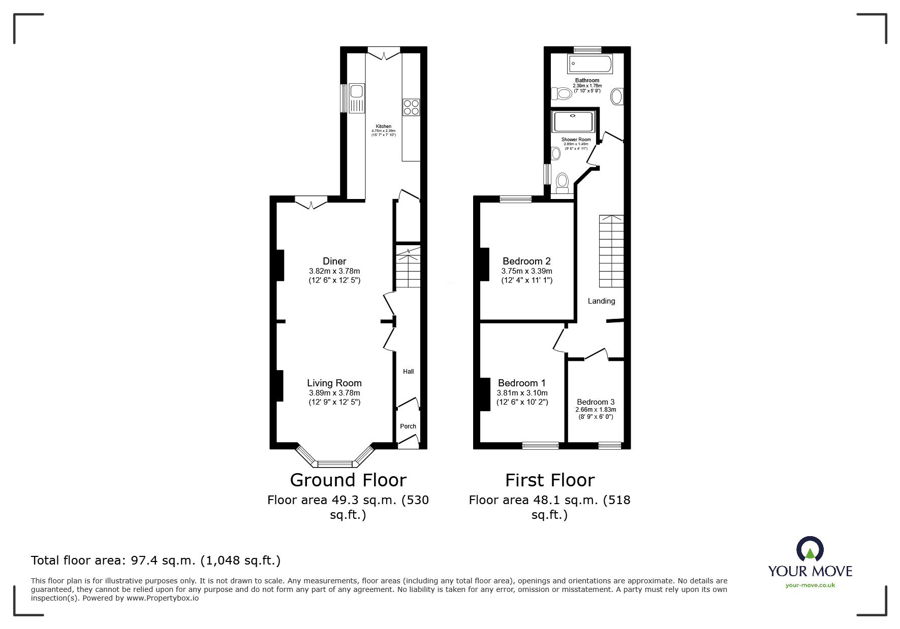Floorplan of 3 bedroom Mid Terrace House for sale, Seagrave Road, Sileby, Leicestershire, LE12