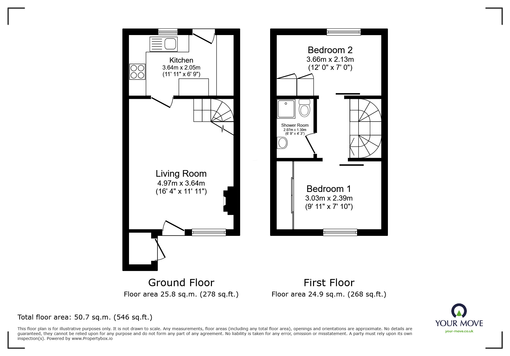 Floorplan of 2 bedroom Mid Terrace House for sale, Knipton Drive, Loughborough, Leicestershire, LE11
