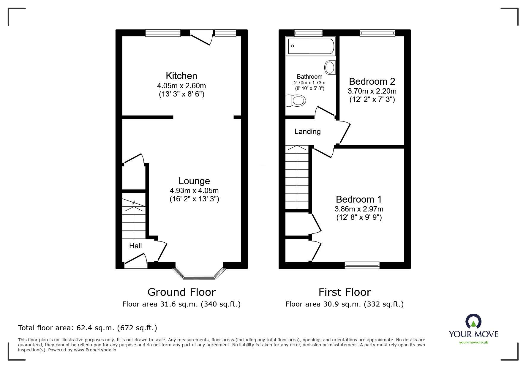 Floorplan of 2 bedroom Mid Terrace House for sale, Linden Avenue, Nottingham, Nottinghamshire, NG11