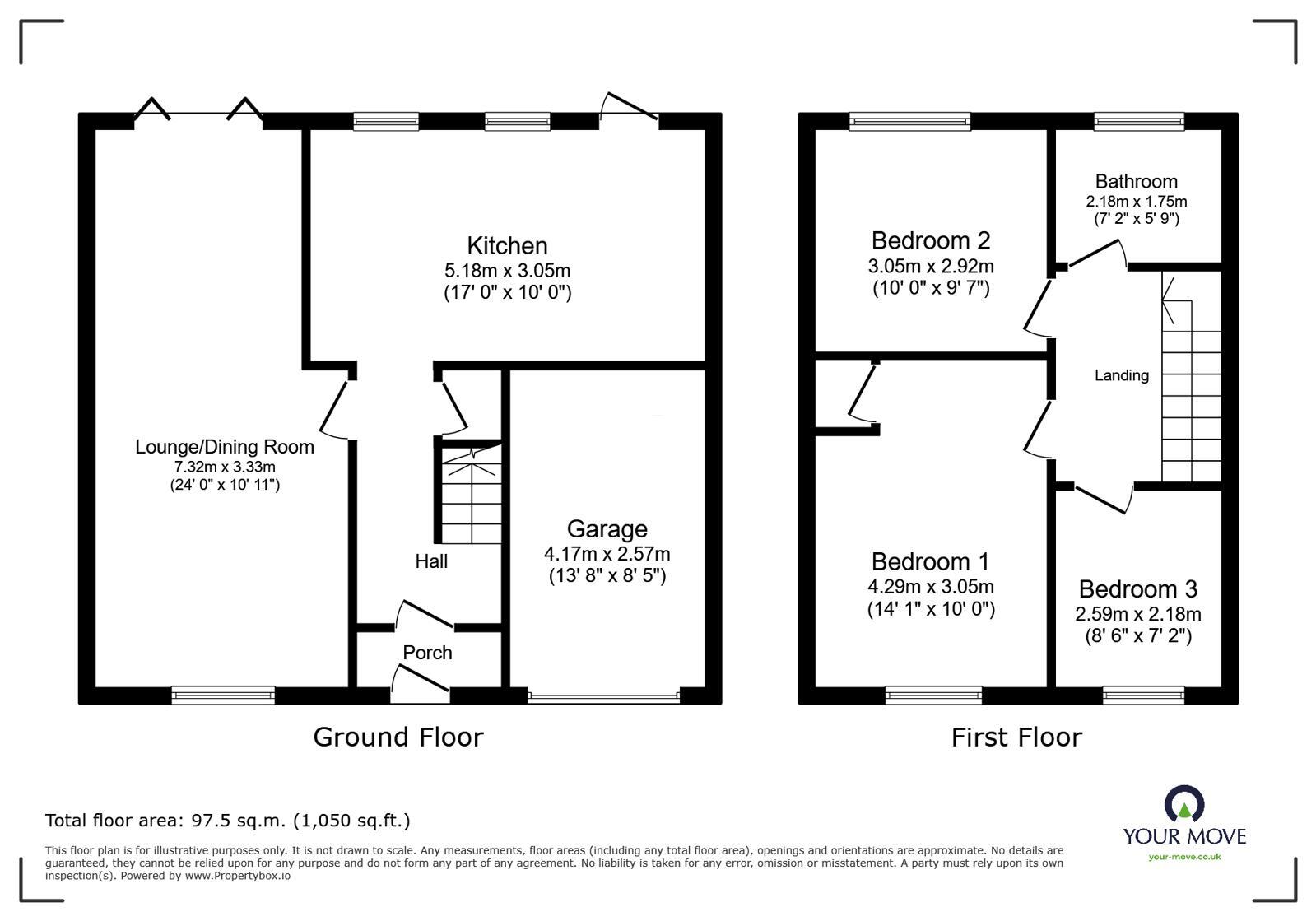 Floorplan of 3 bedroom Link Detached House for sale, Tiverton Road, Loughborough, Leicestershire, LE11