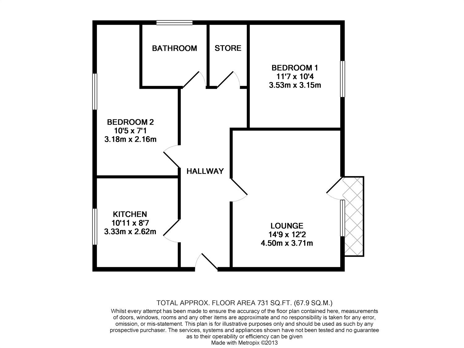 Floorplan of 2 bedroom Flat for sale, Peel Drive, Loughborough, Leicestershire, LE11