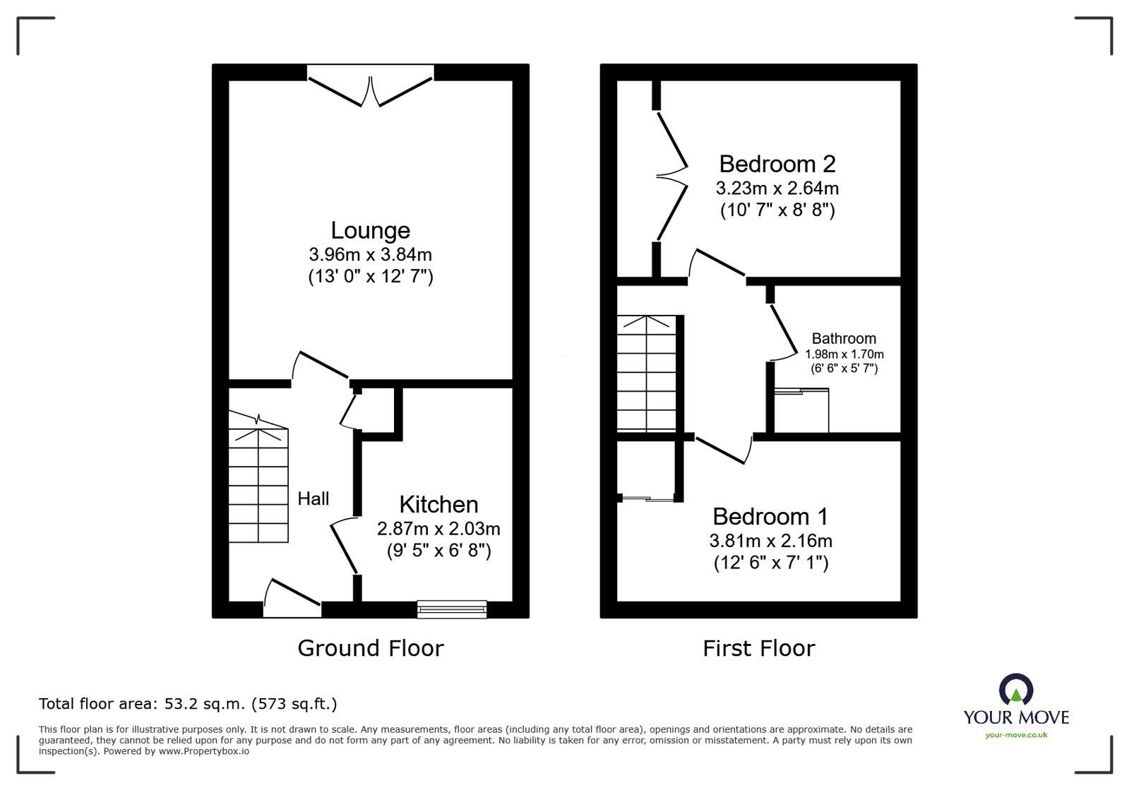 Floorplan of 2 bedroom Mid Terrace House to rent, Maitland Avenue, Mountsorrel, Leicestershire, LE12