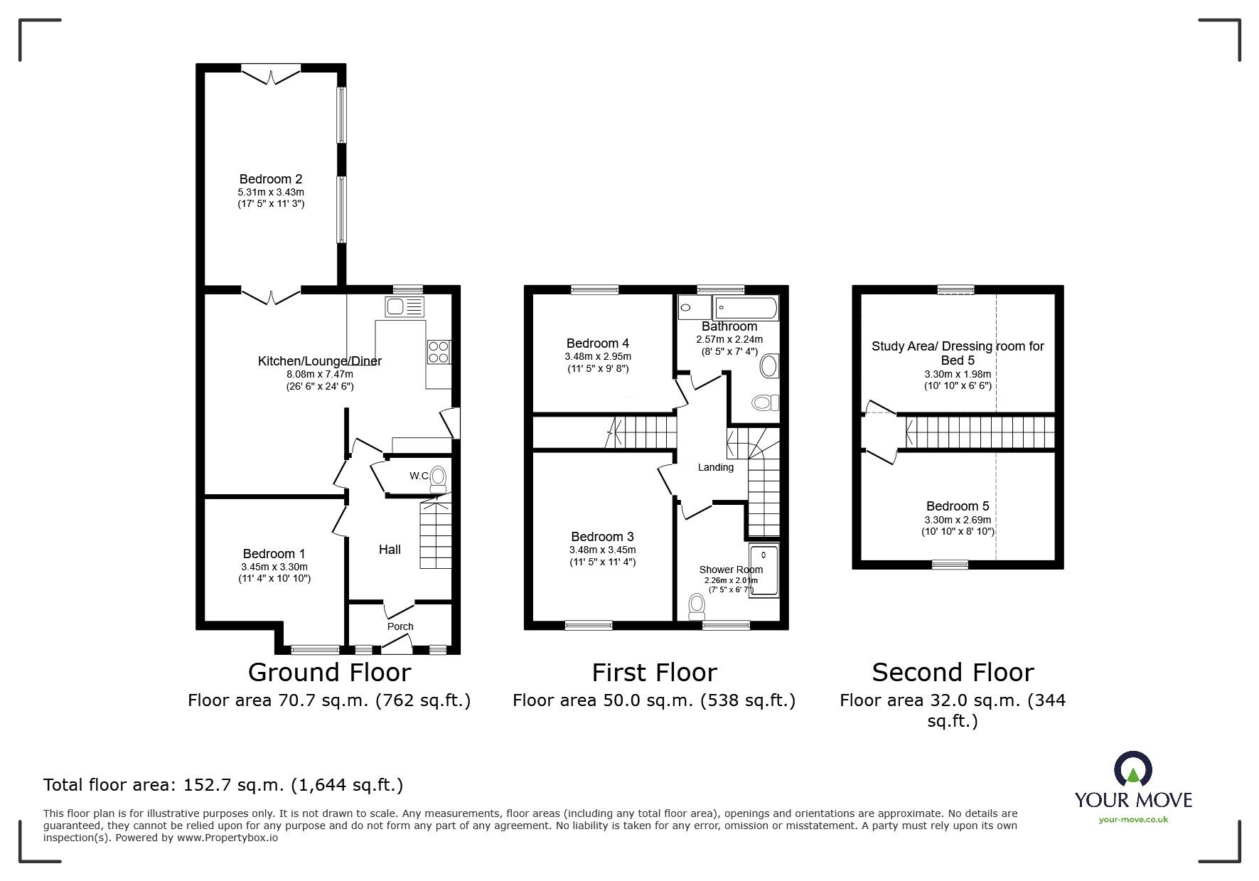 Floorplan of 5 bedroom Semi Detached House to rent, Beacon Road, Loughborough, Leicestershire, LE11