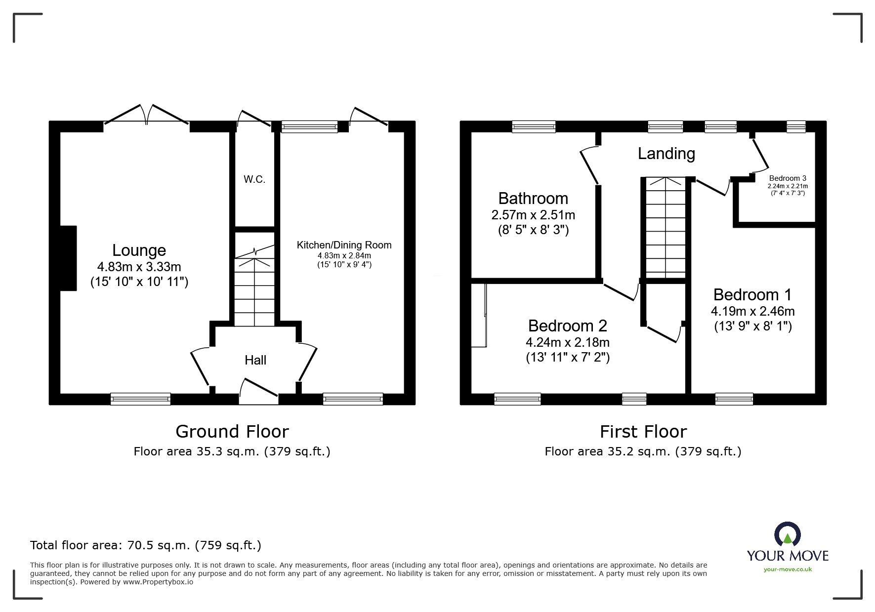 Floorplan of 3 bedroom Mid Terrace House for sale, Woodthorpe Road, Loughborough, Leicestershire, LE11
