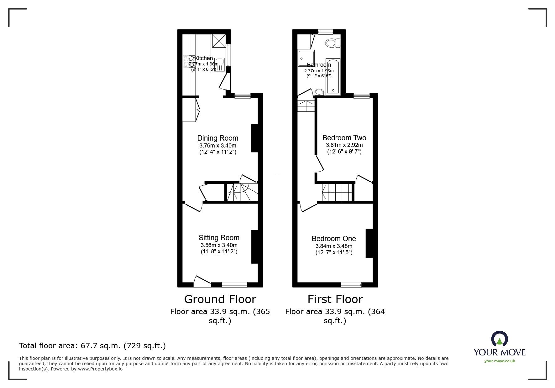Floorplan of 2 bedroom Mid Terrace House to rent, Shakespeare Street, Loughborough, Leicestershire, LE11