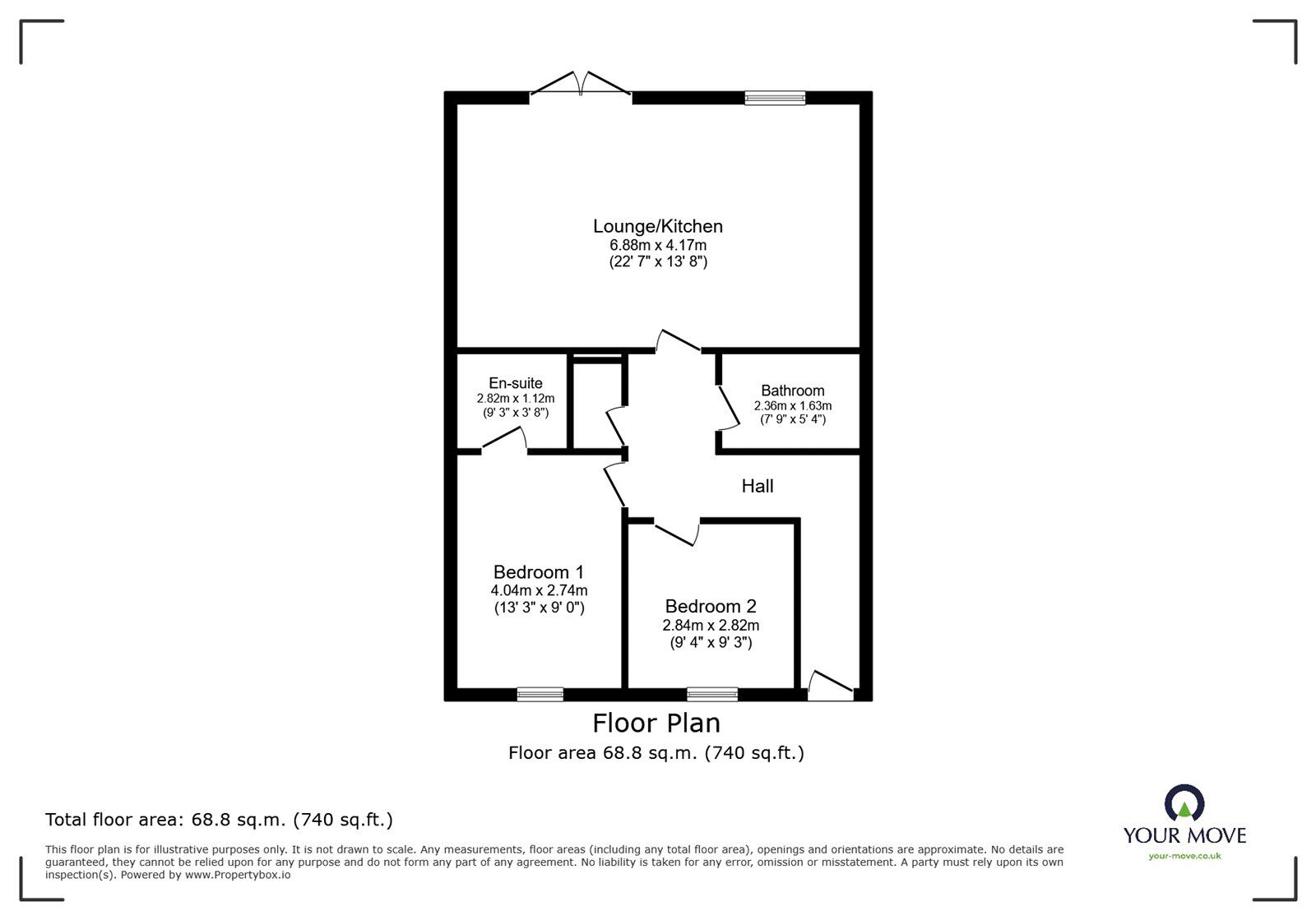 Floorplan of 2 bedroom Flat for sale, Manor Gardens Close, Loughborough, Leicestershire, LE11