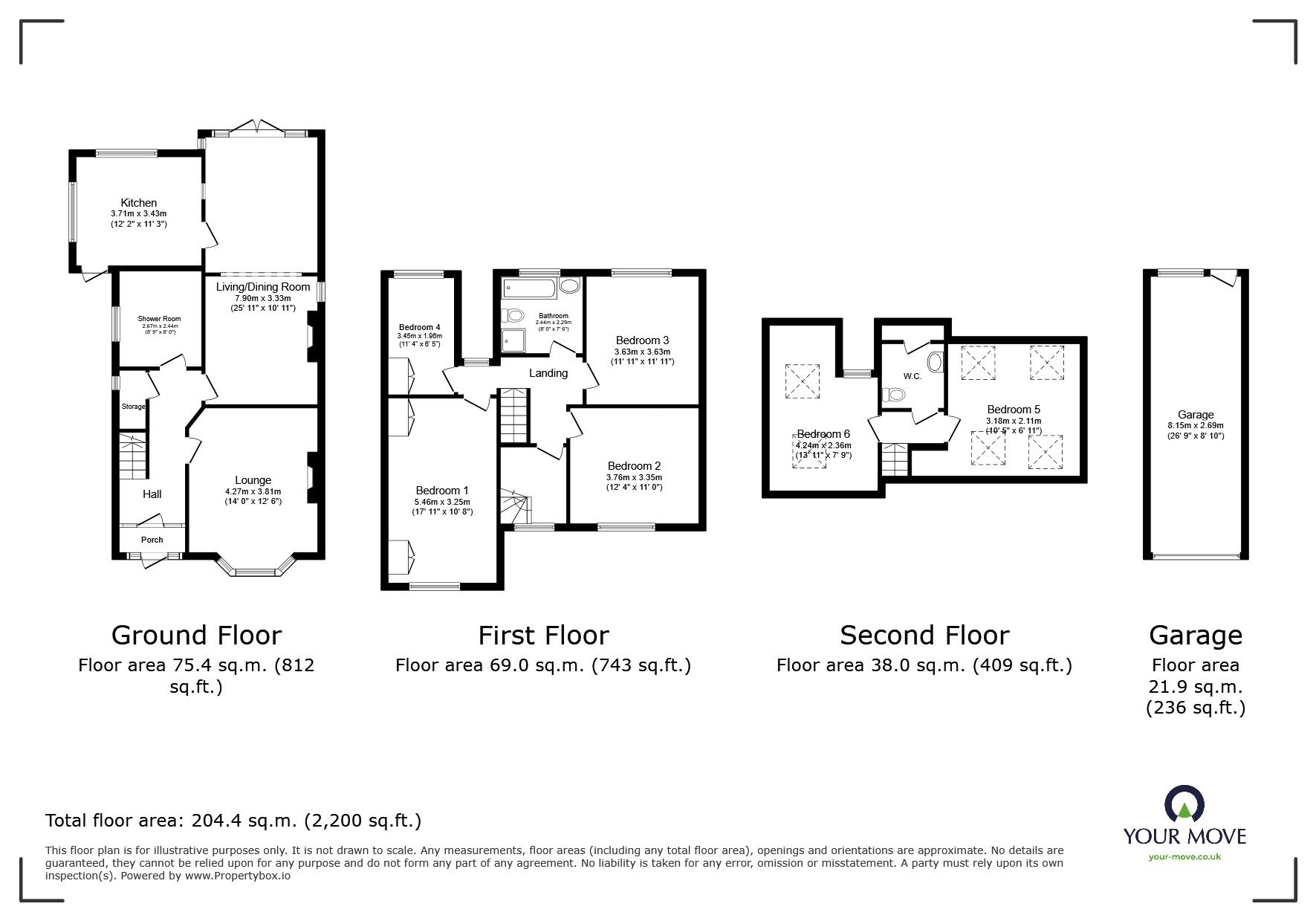 Floorplan of 6 bedroom Detached House for sale, Knightthorpe Road, Loughborough, Leicestershire, LE11