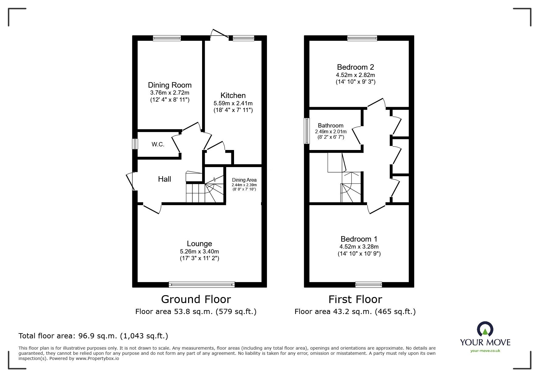 Floorplan of 2 bedroom Detached House for sale, Leconfield Road, Loughborough, Leicestershire, LE11
