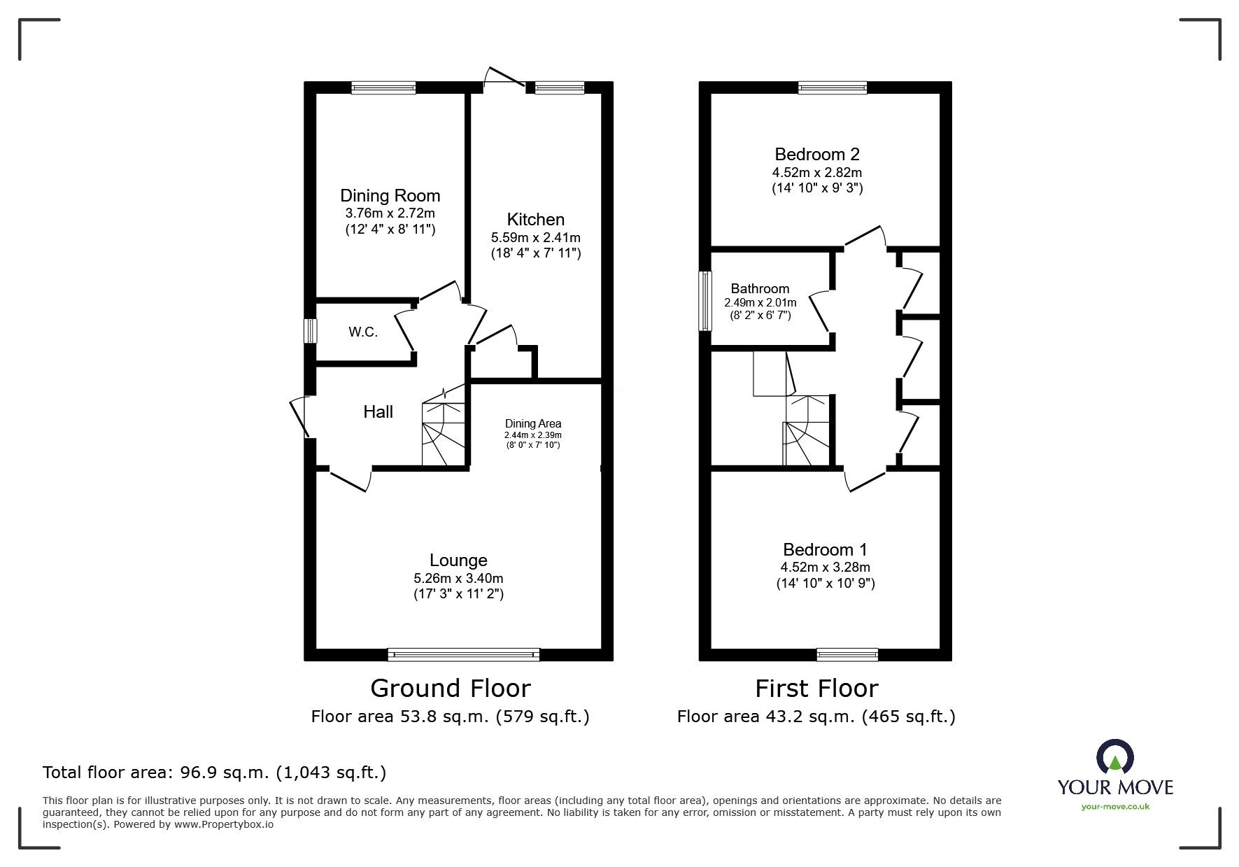 Floorplan of 2 bedroom Detached House for sale, Leconfield Road, Loughborough, Leicestershire, LE11
