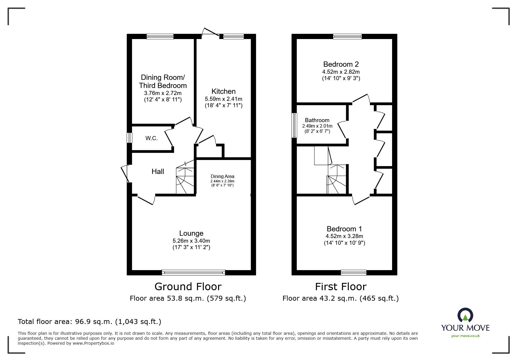 Floorplan of 2 bedroom Detached House for sale, Leconfield Road, Loughborough, Leicestershire, LE11