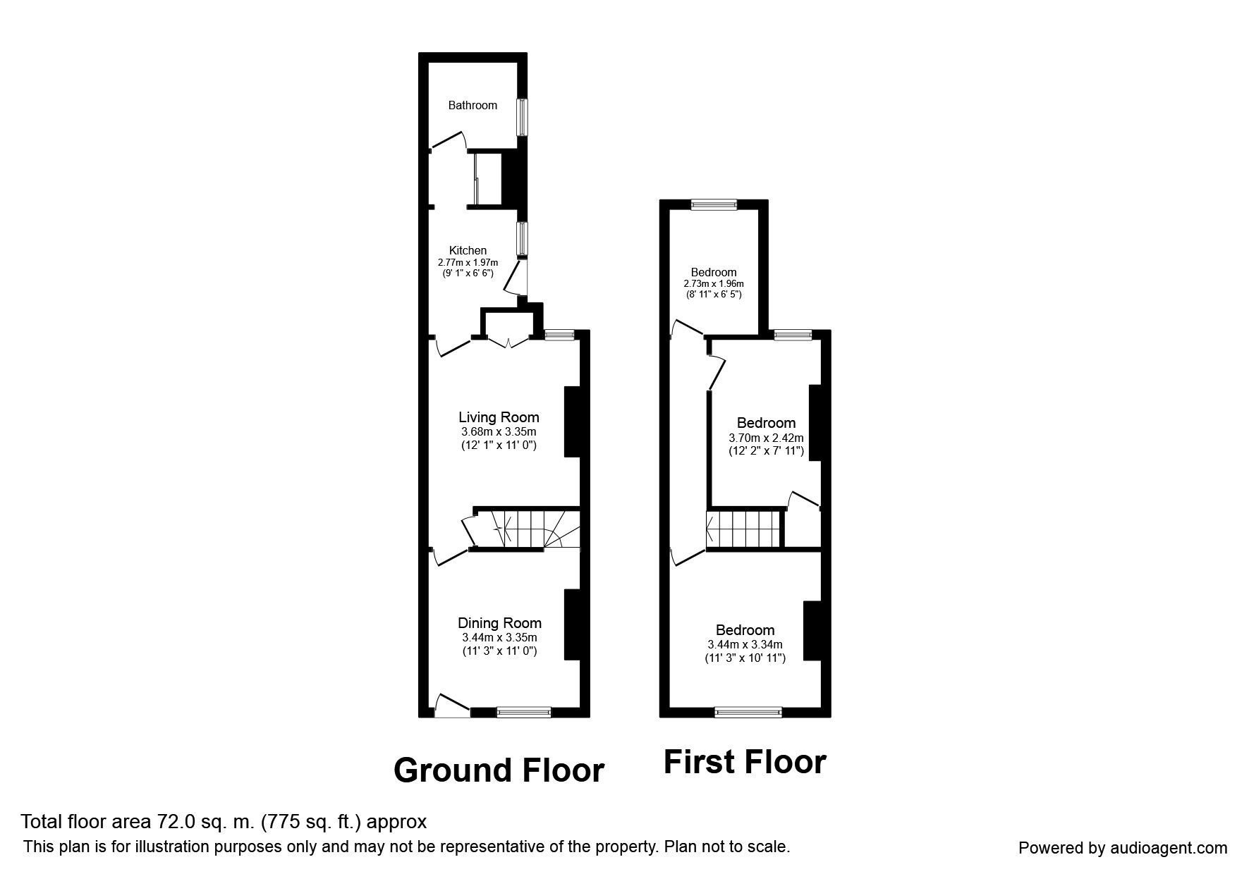 Floorplan of 3 bedroom Mid Terrace House for sale, Burder Street, Loughborough, Leicestershire, LE11