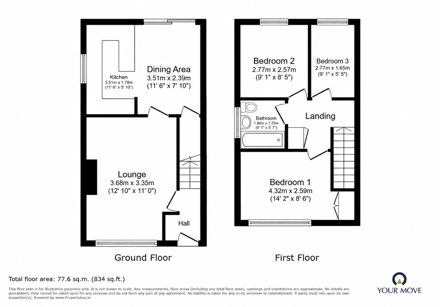 Floorplan of 3 bedroom Semi Detached House for sale, Sherrard Drive, Sileby, Leicestershire, LE12