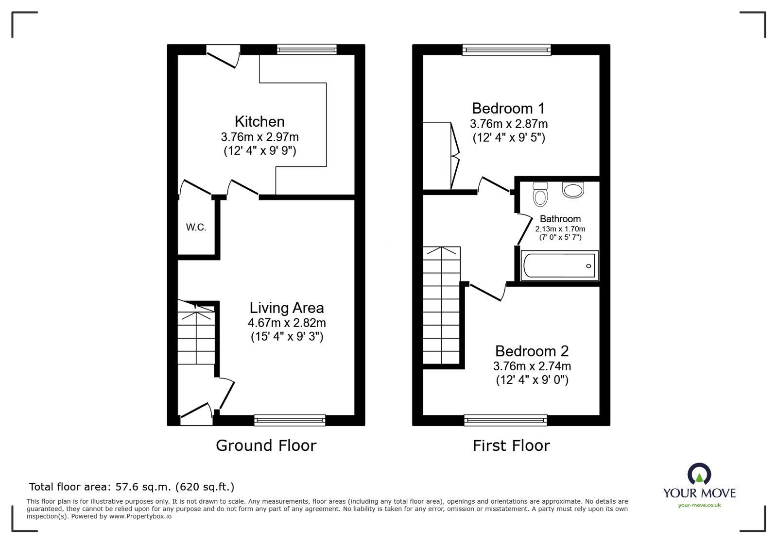 Floorplan of 2 bedroom Semi Detached House to rent, Chamomile Road, Shepshed, Leicestershire, LE12