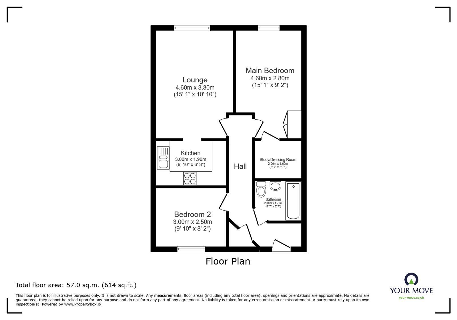 Floorplan of 2 bedroom Flat for sale, Brush Drive, Loughborough, Leicestershire, LE11