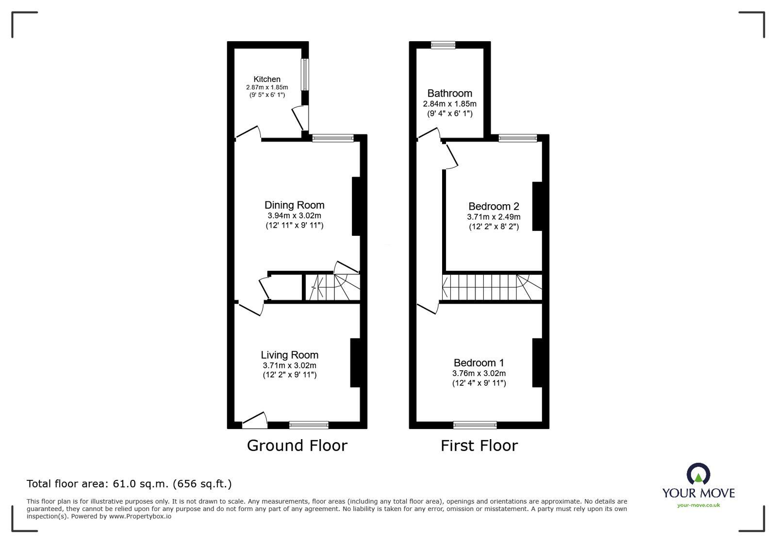 Floorplan of 2 bedroom Mid Terrace House for sale, Ratcliffe Road, Loughborough, Leicestershire, LE11