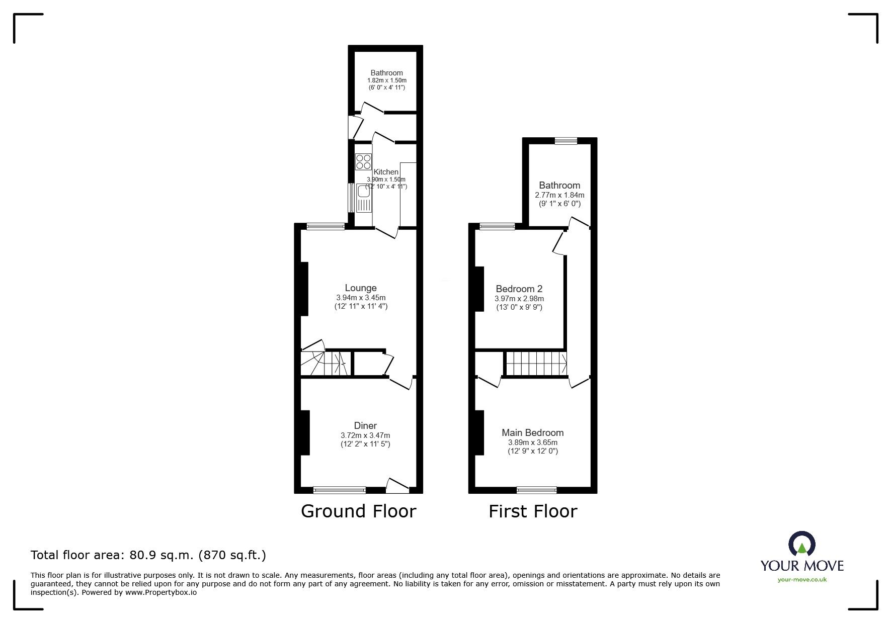 Floorplan of 2 bedroom Mid Terrace House for sale, Burder Street, Loughborough, Leicestershire, LE11